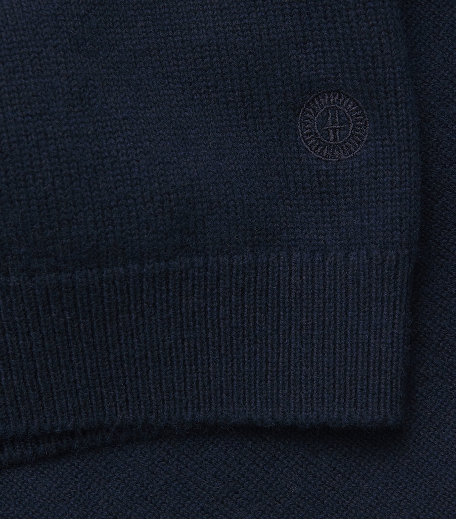 Harrods Womens Cotton-Cashmere Collared Sweater Nero Navy Image 6