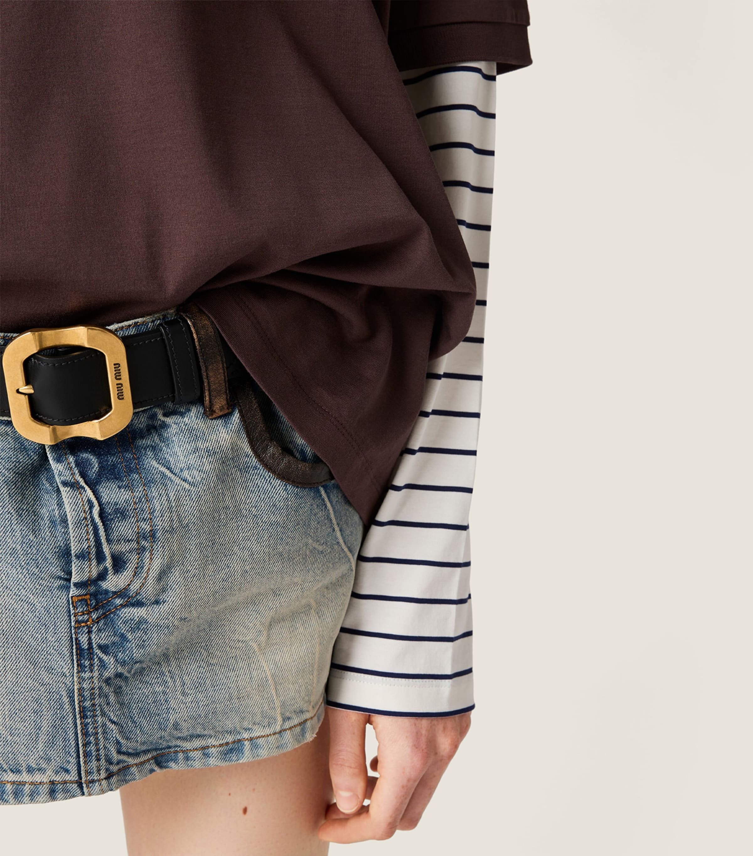 Cotton Stripe-Sleeve Polo Shirt F0RQM Image 5