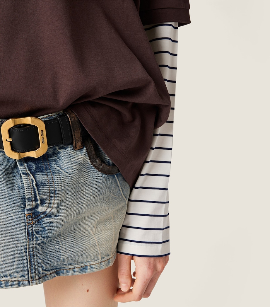 Cotton Stripe-Sleeve Polo Shirt F0RQM Image 5