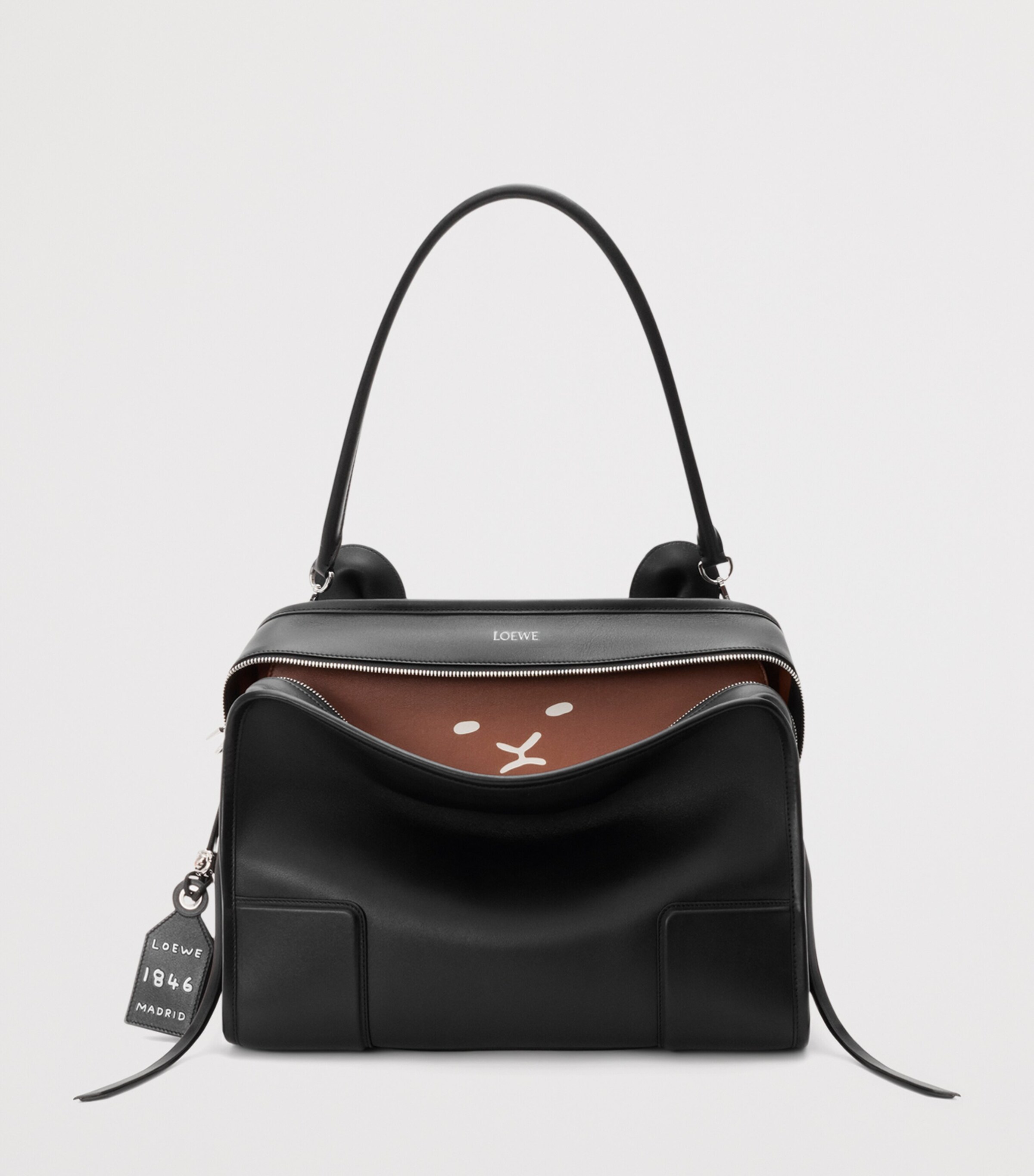 LOEWE Large Leather Amazona 180 Shoulder Bag Black Image 7