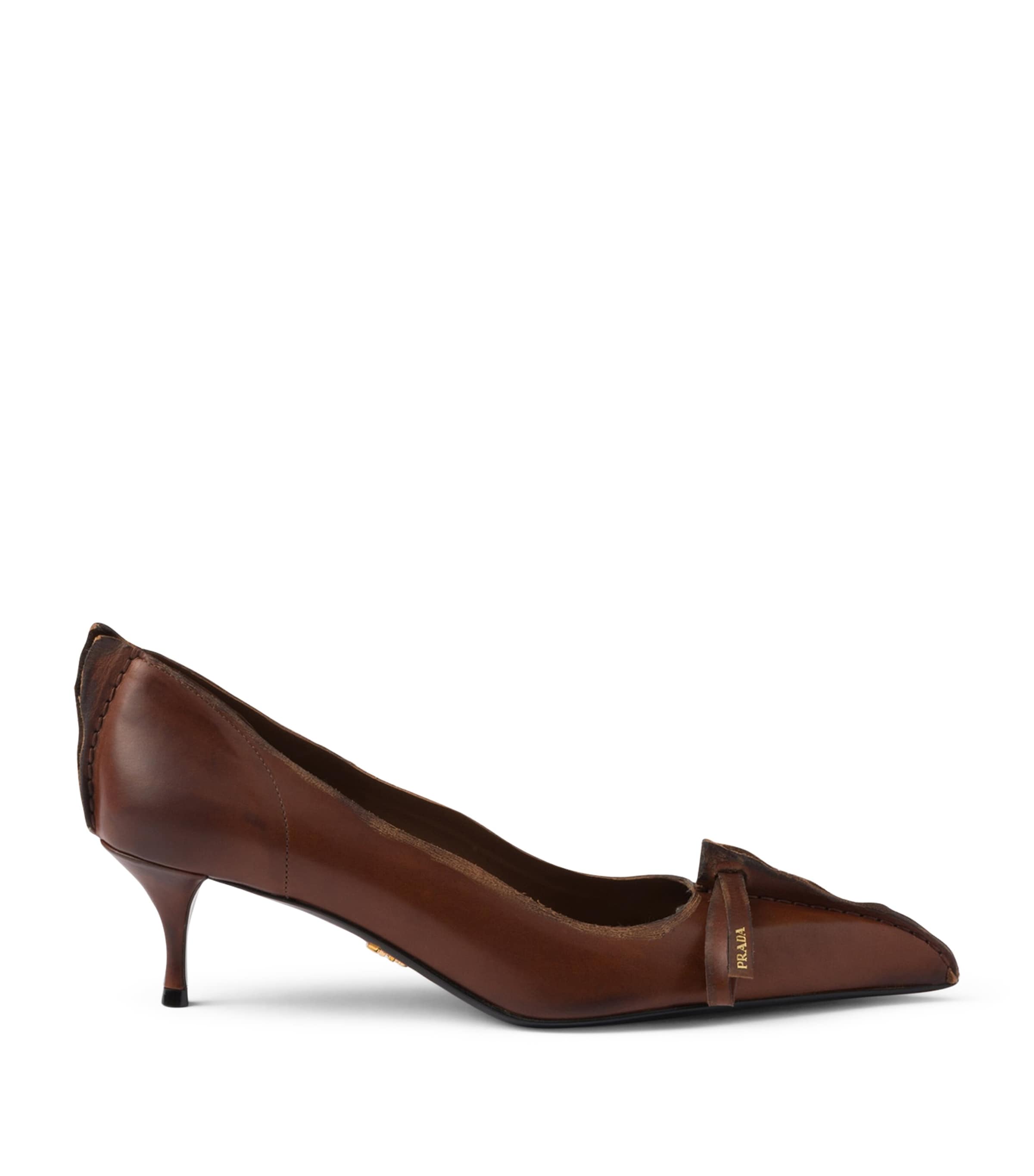 Prada Antiqued Leather Pumps 55 Brown Image 1