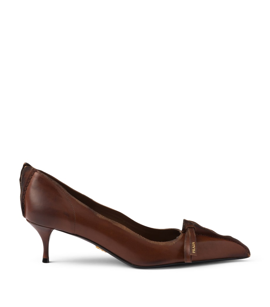 Prada Antiqued Leather Pumps 55 Brown Image 1