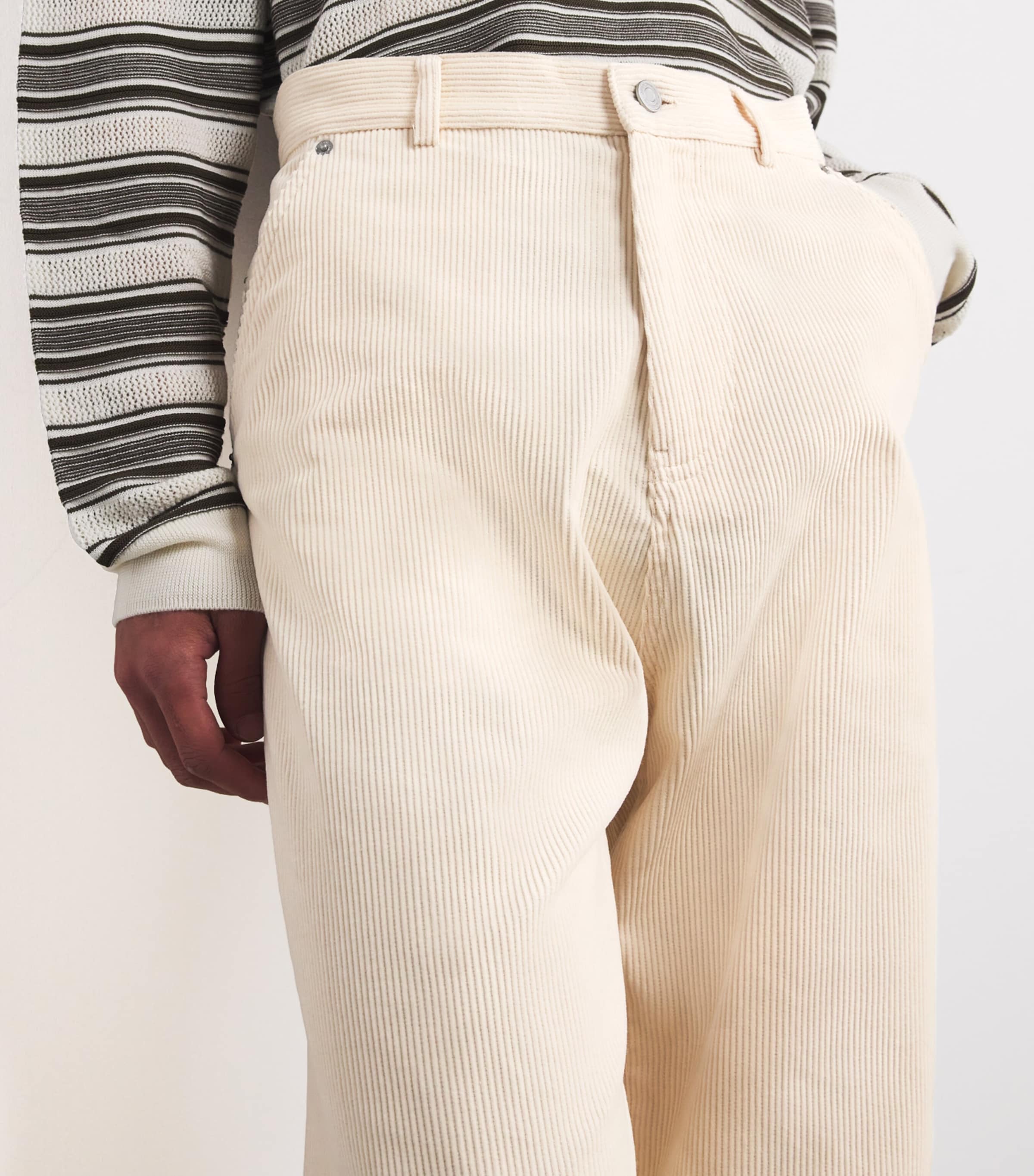 Drôle De Monsieur Mens Cotton Corduroy Trousers Ec / Ecru Image 6