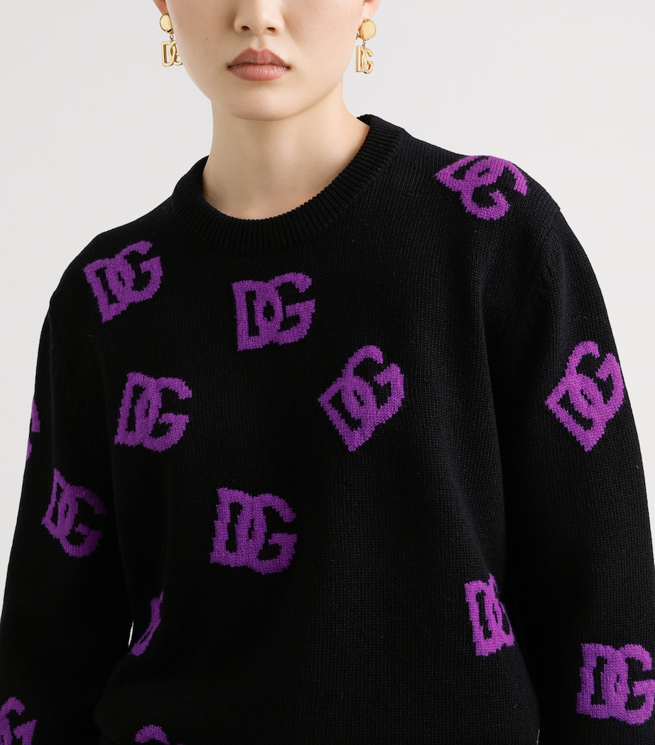 Virgin Wool DG Millennials Sweater N9867-NERO/VIOLA Image 4