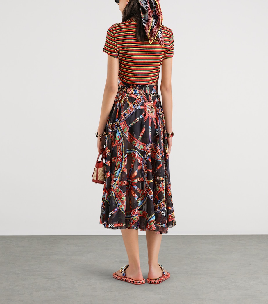 Dolce&Gabbana Womens Twill Carretto Midi Skirt Ruote Carret Image 3