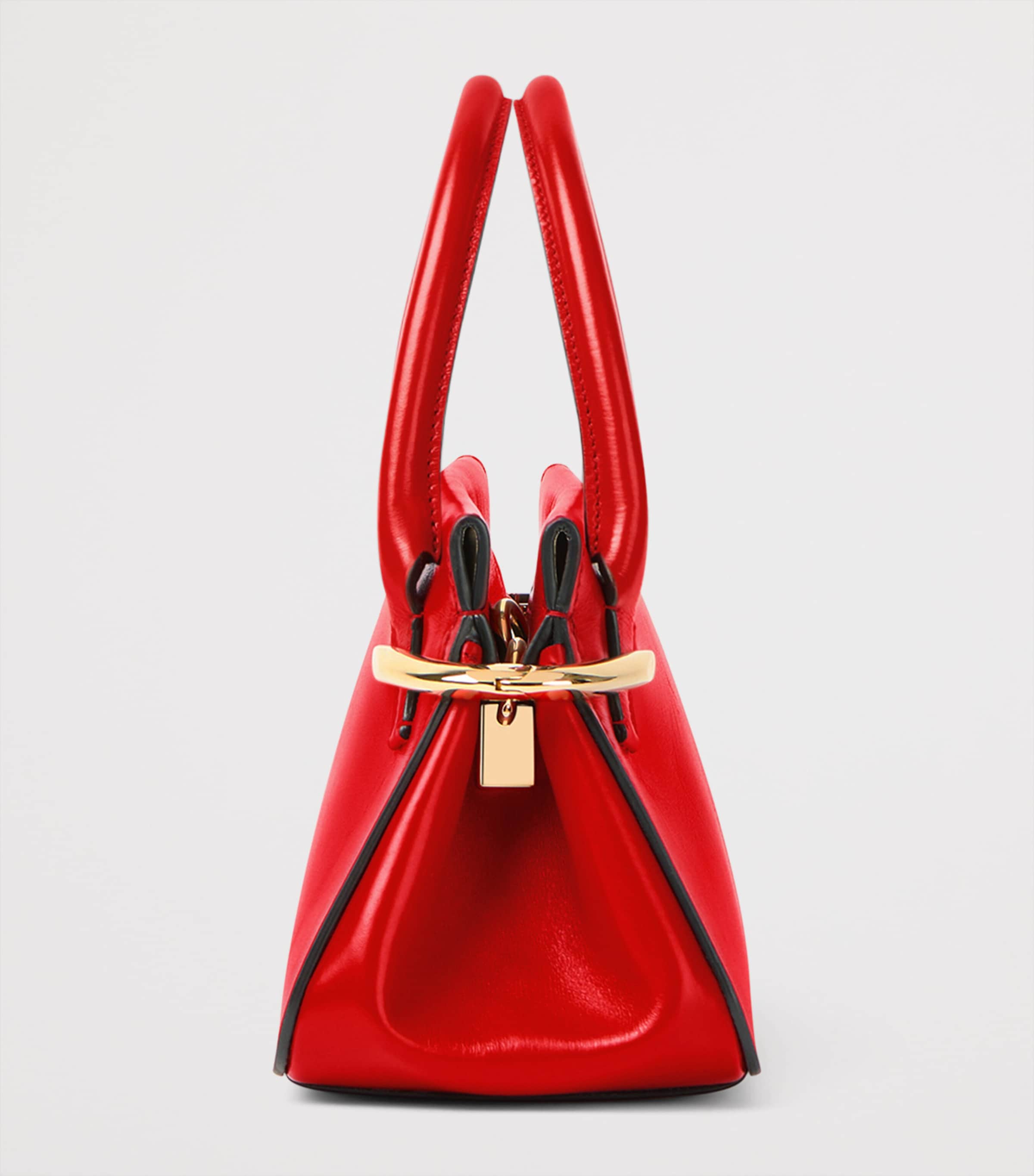 Mini Leather Pinch Top-Handle Bag DEEP RED Image 3