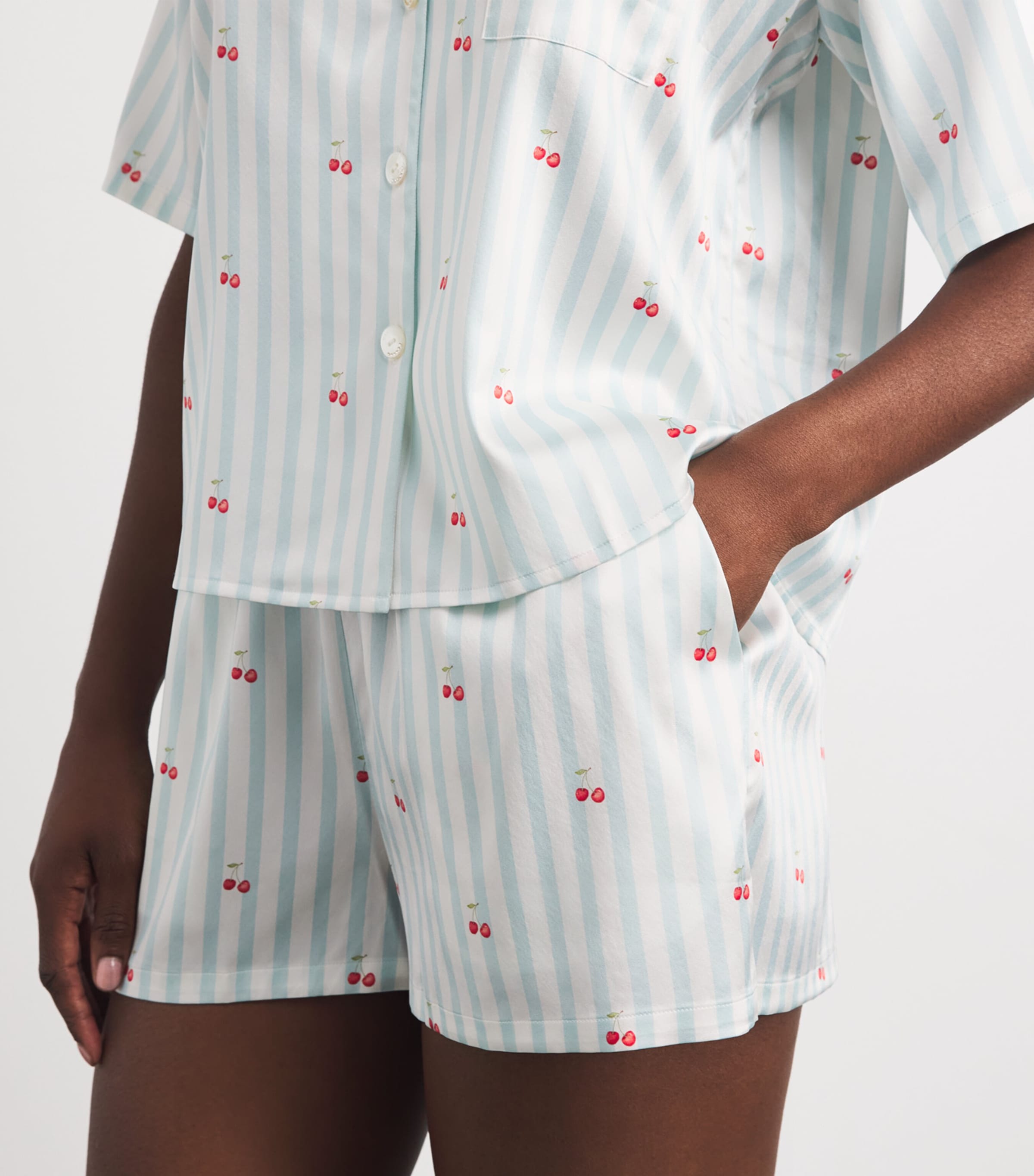 MANITO Womens Summer Fruits Short Pyjama Set Cherry Blue Image 5
