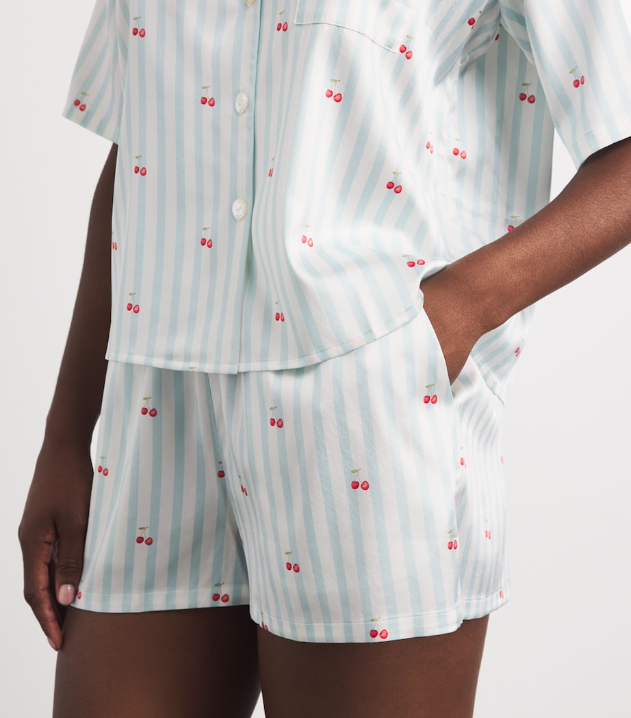 MANITO Womens Summer Fruits Short Pyjama Set Cherry Blue Image 5