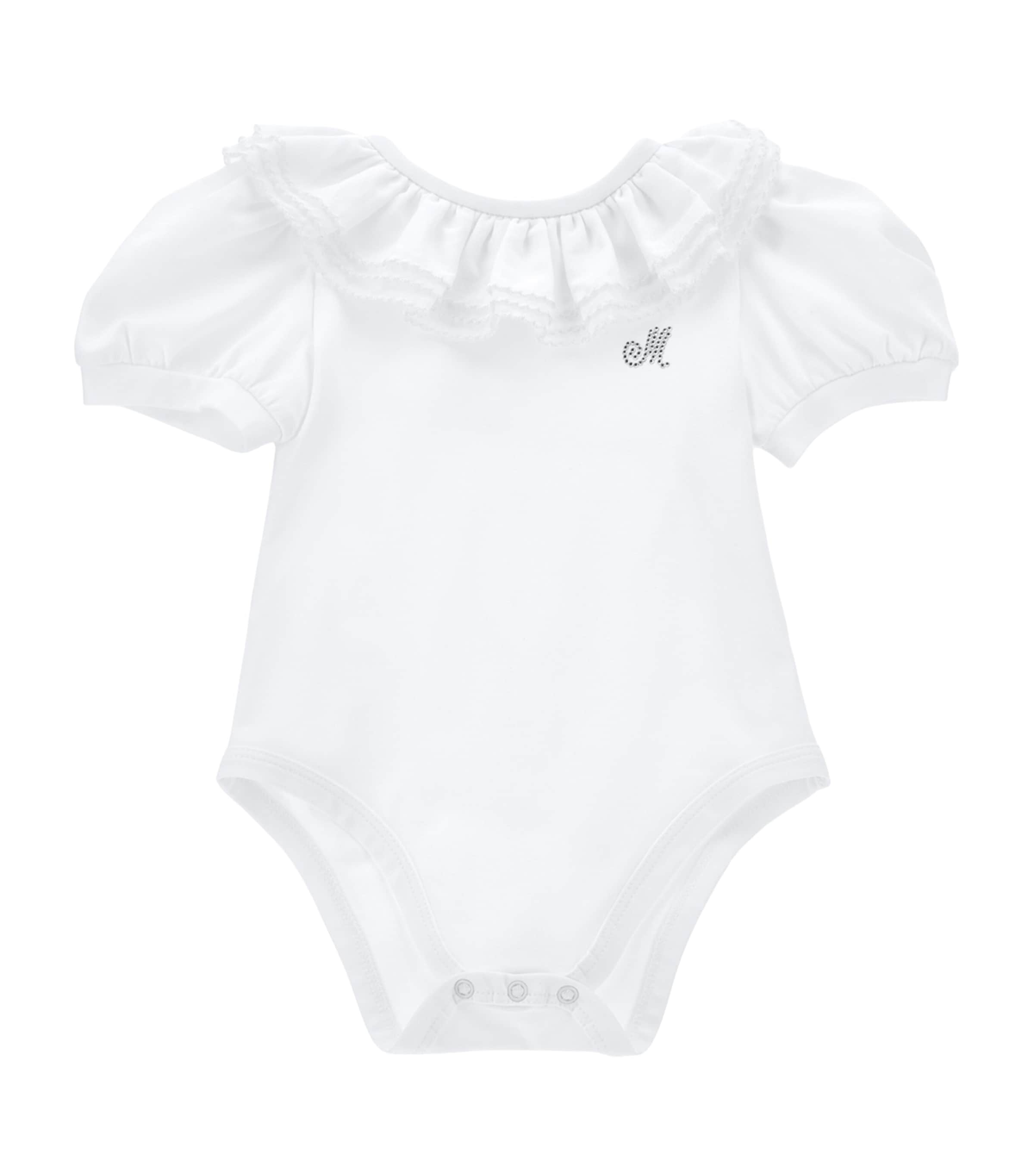 Monnalisa Cotton-blend Frill Bodysuit In White