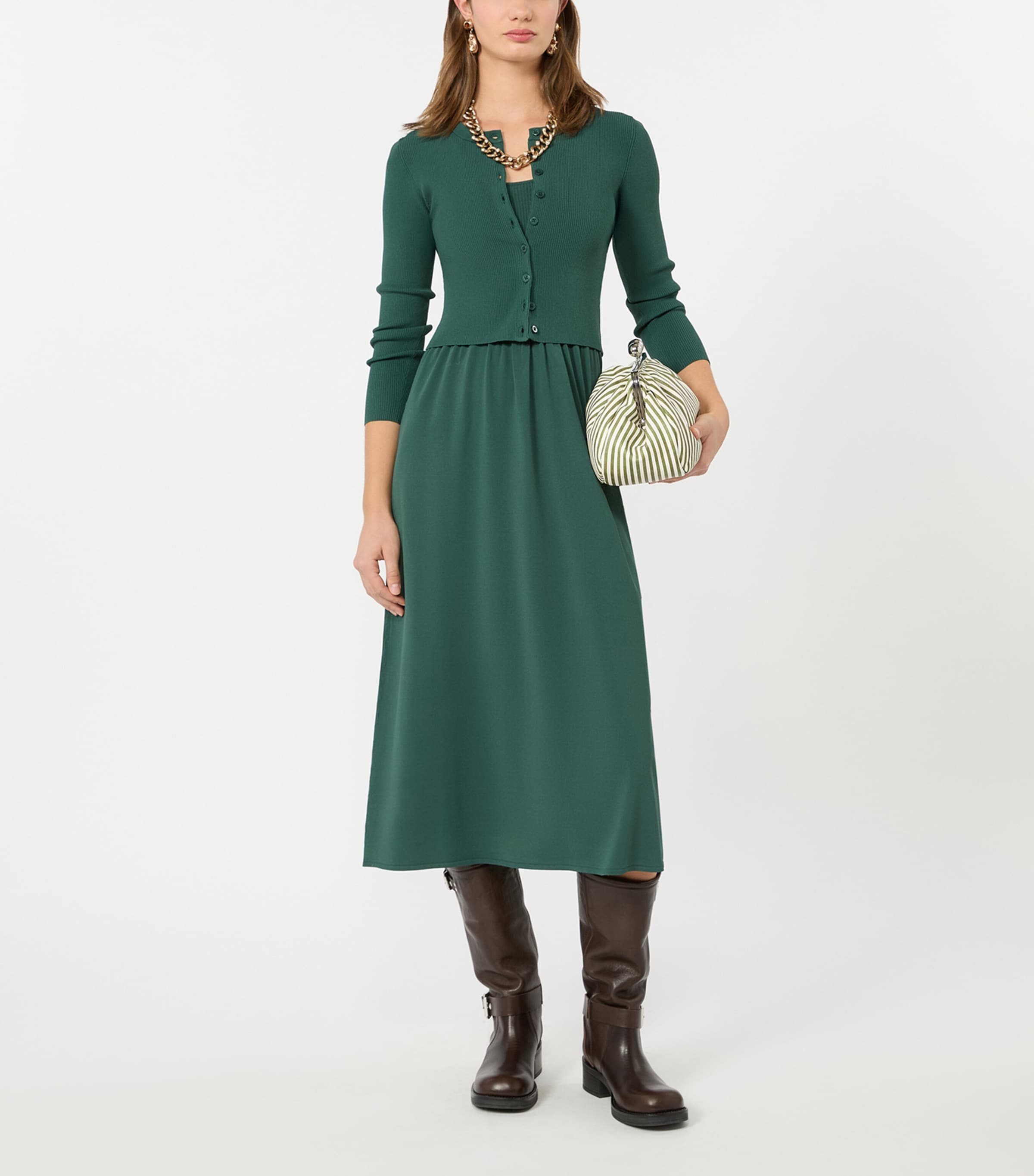 Weekend Max Mara Womens Rib-Knit Midi Dress Green Image 4