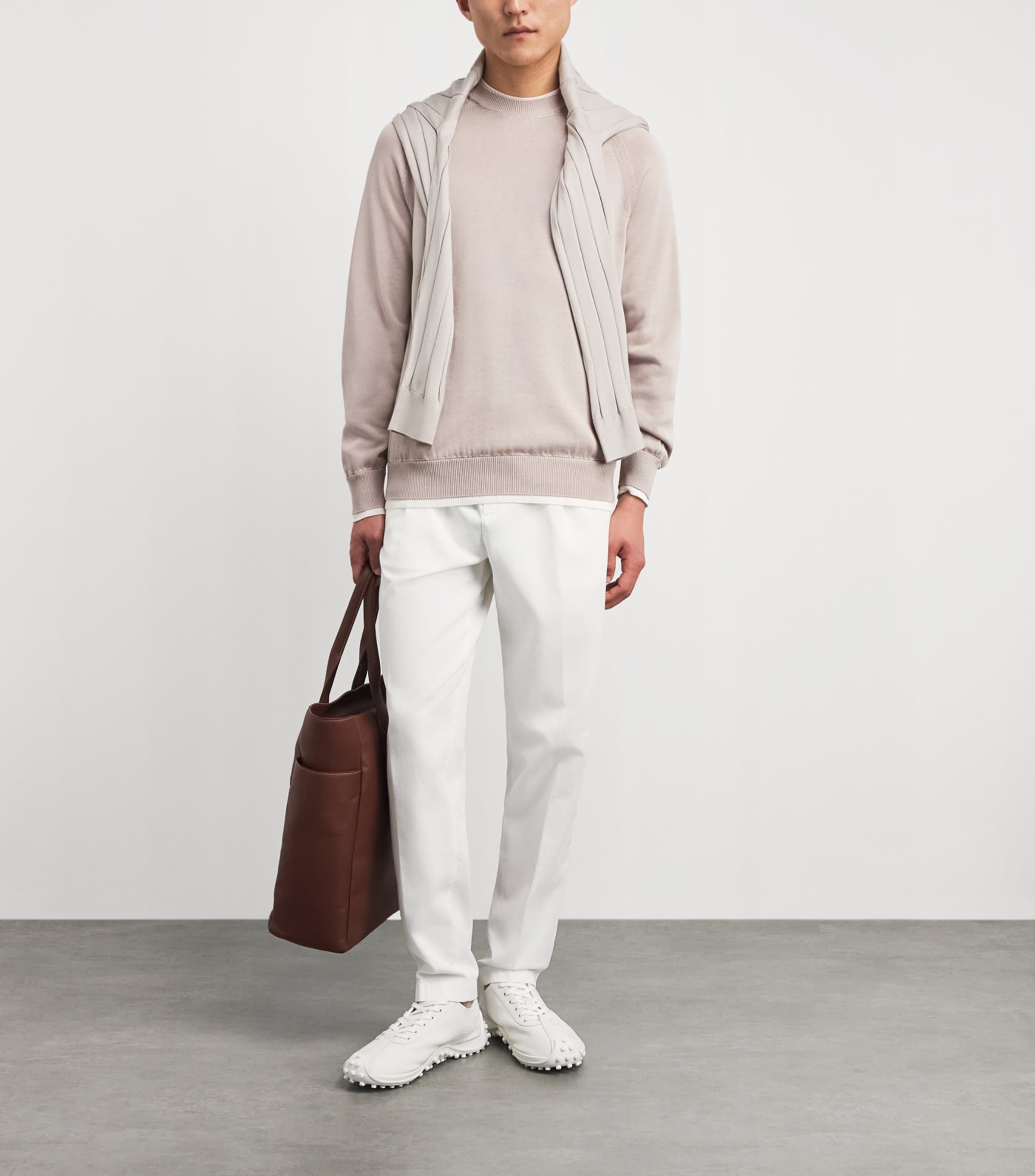 Eleventy Mens Cotton Sweater Sabbia E Bianco Image 2