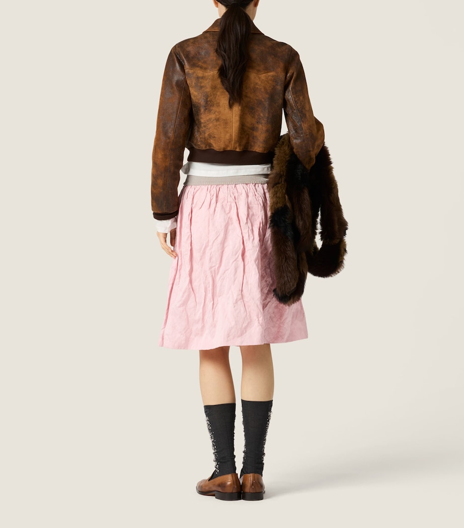 Miu Miu Womens Cotton-Blend Duchesse Midi Skirt Image 3