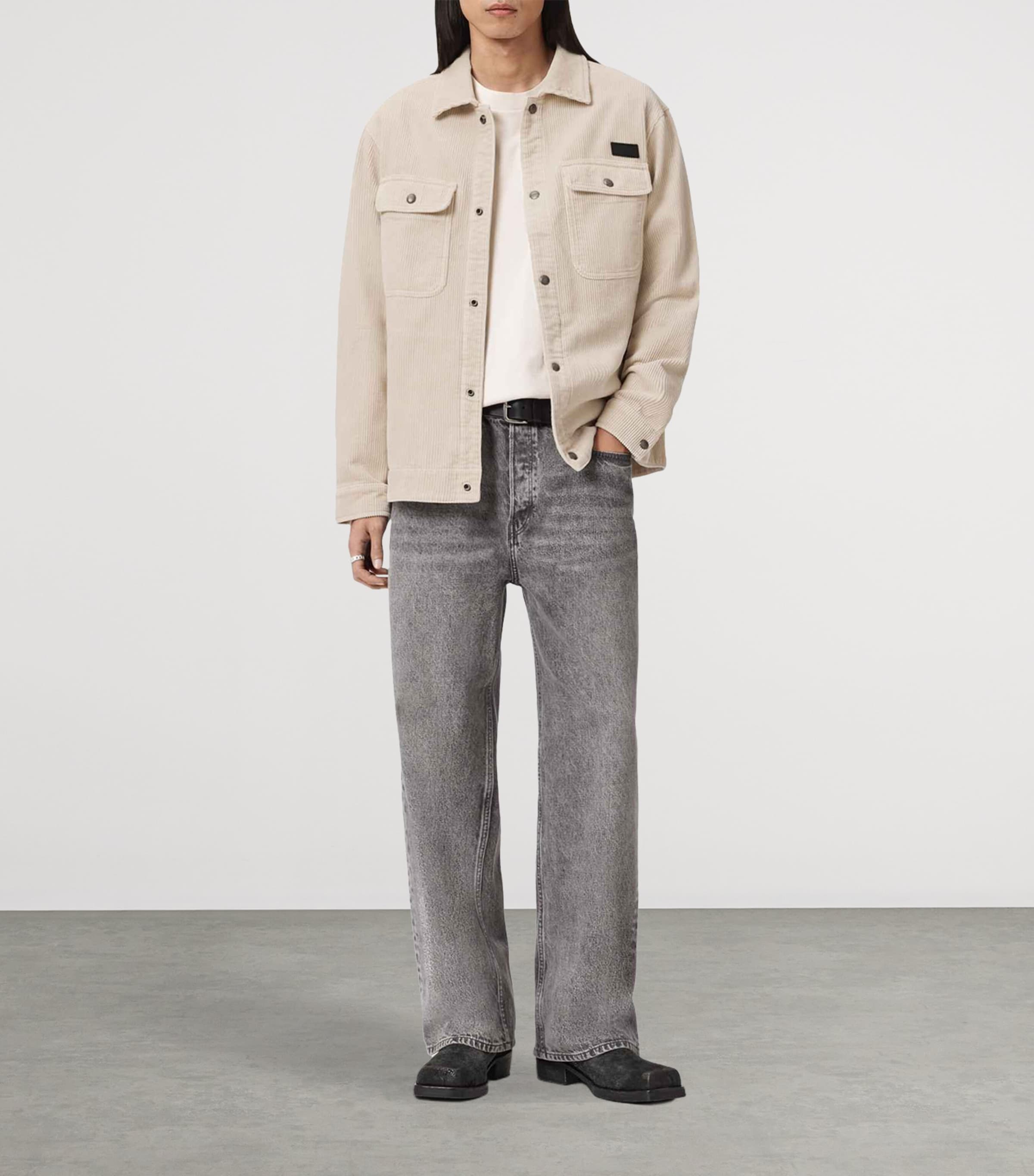 AllSaints Mens Corduroy Castleford Overshirt Pebble White Image 2