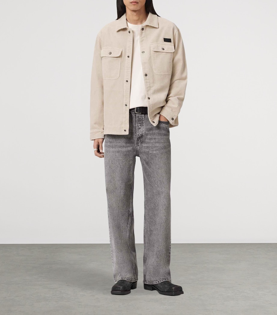 AllSaints Mens Corduroy Castleford Overshirt Pebble White Image 2