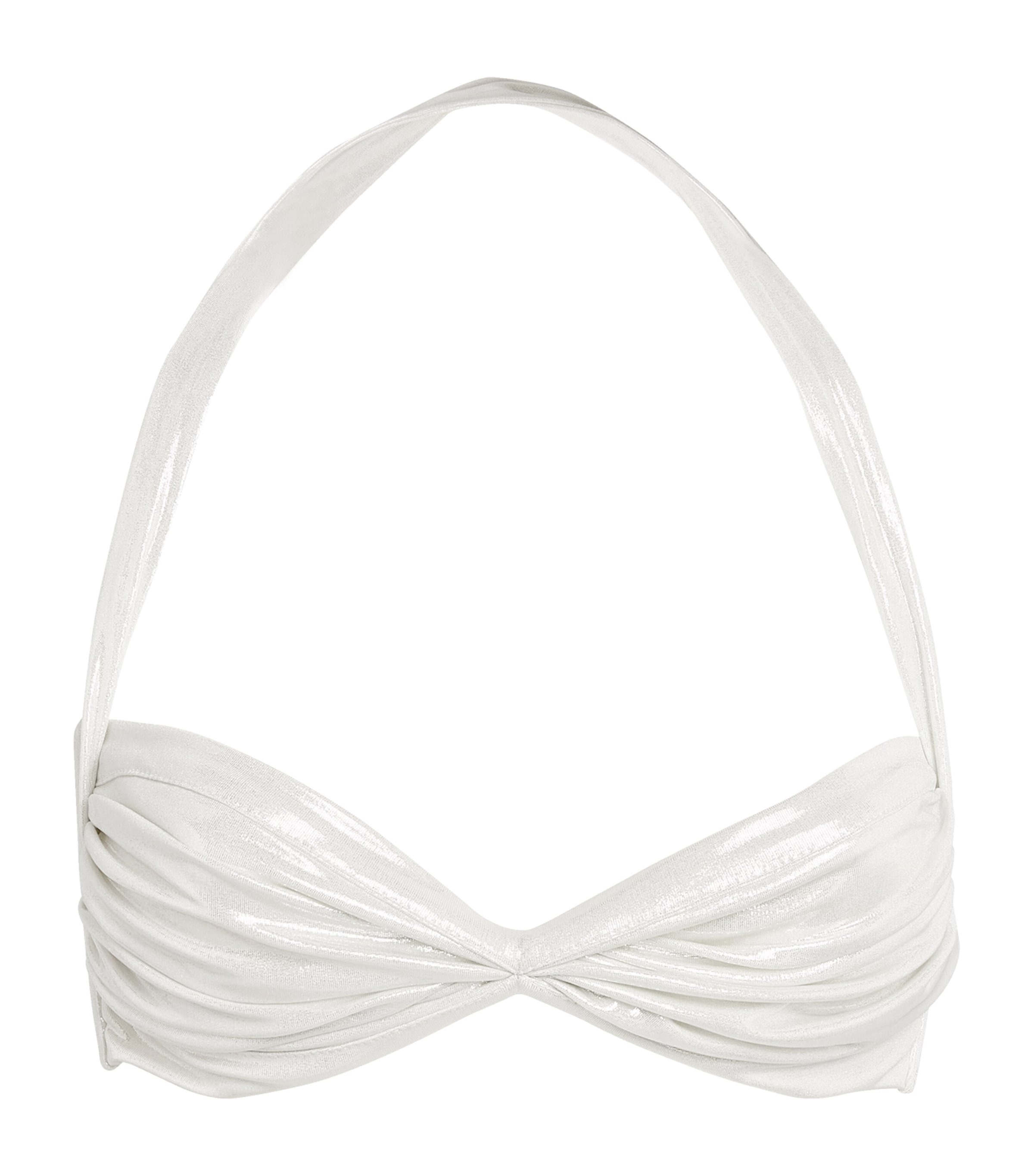 Shop Norma Kamali Lamé Bikini Top In White