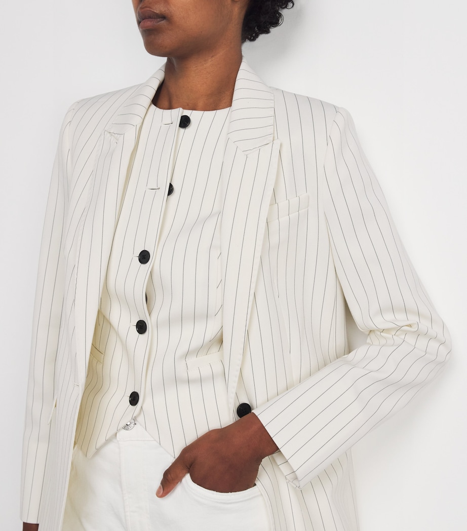 Pinstripe Single-Breasted Blazer IVORY/BLACK Image 6