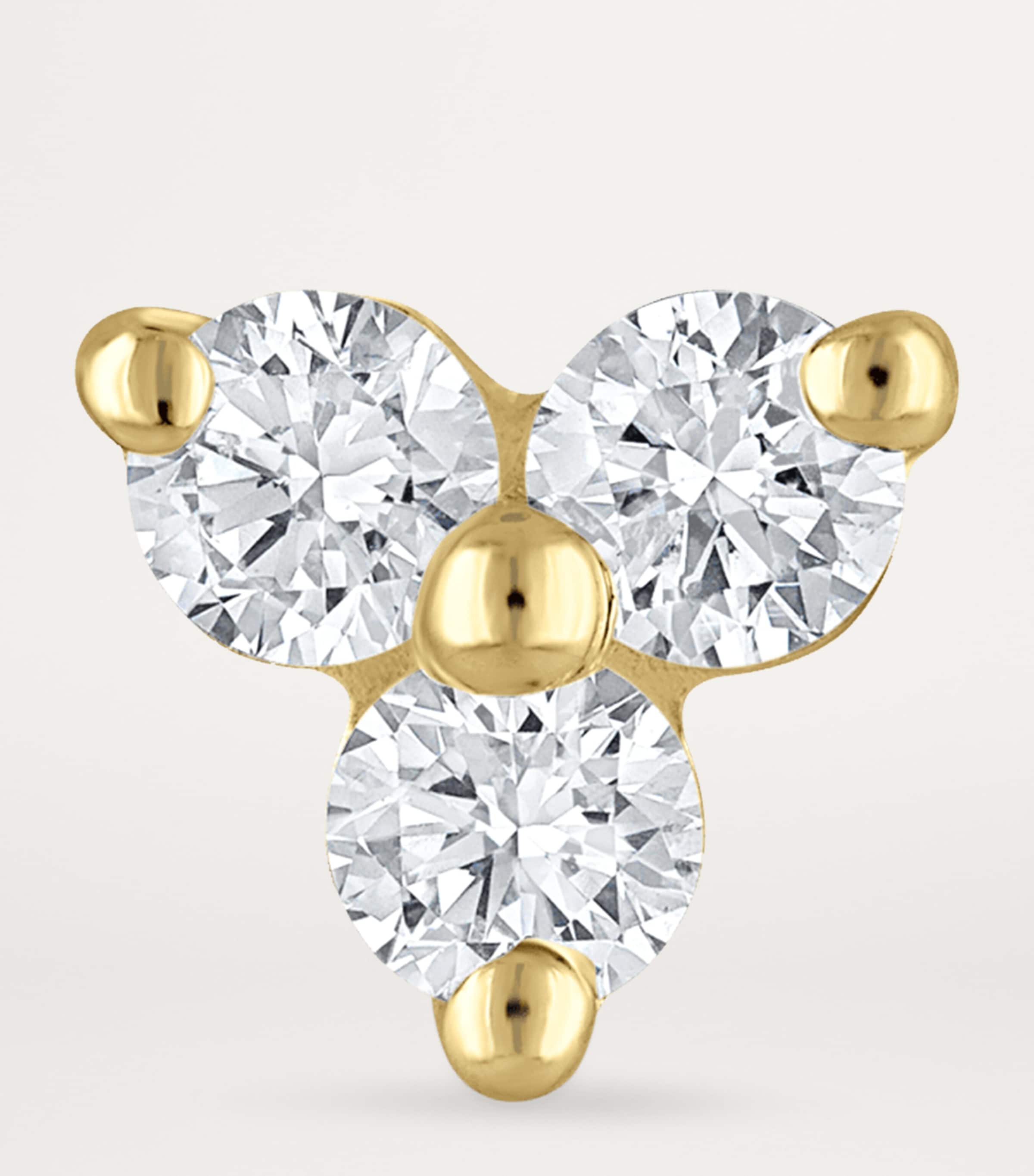 Yellow Gold Diamond Trinity Threaded Stud Earring (4.5mm) YELLOW GOLD Image 3