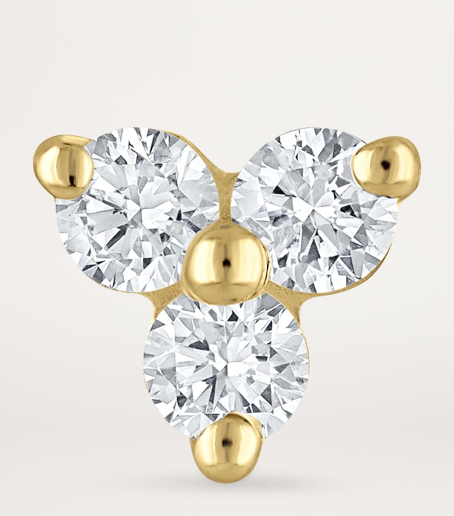 Yellow Gold Diamond Trinity Threaded Stud Earring (4.5mm) YELLOW GOLD Image 3