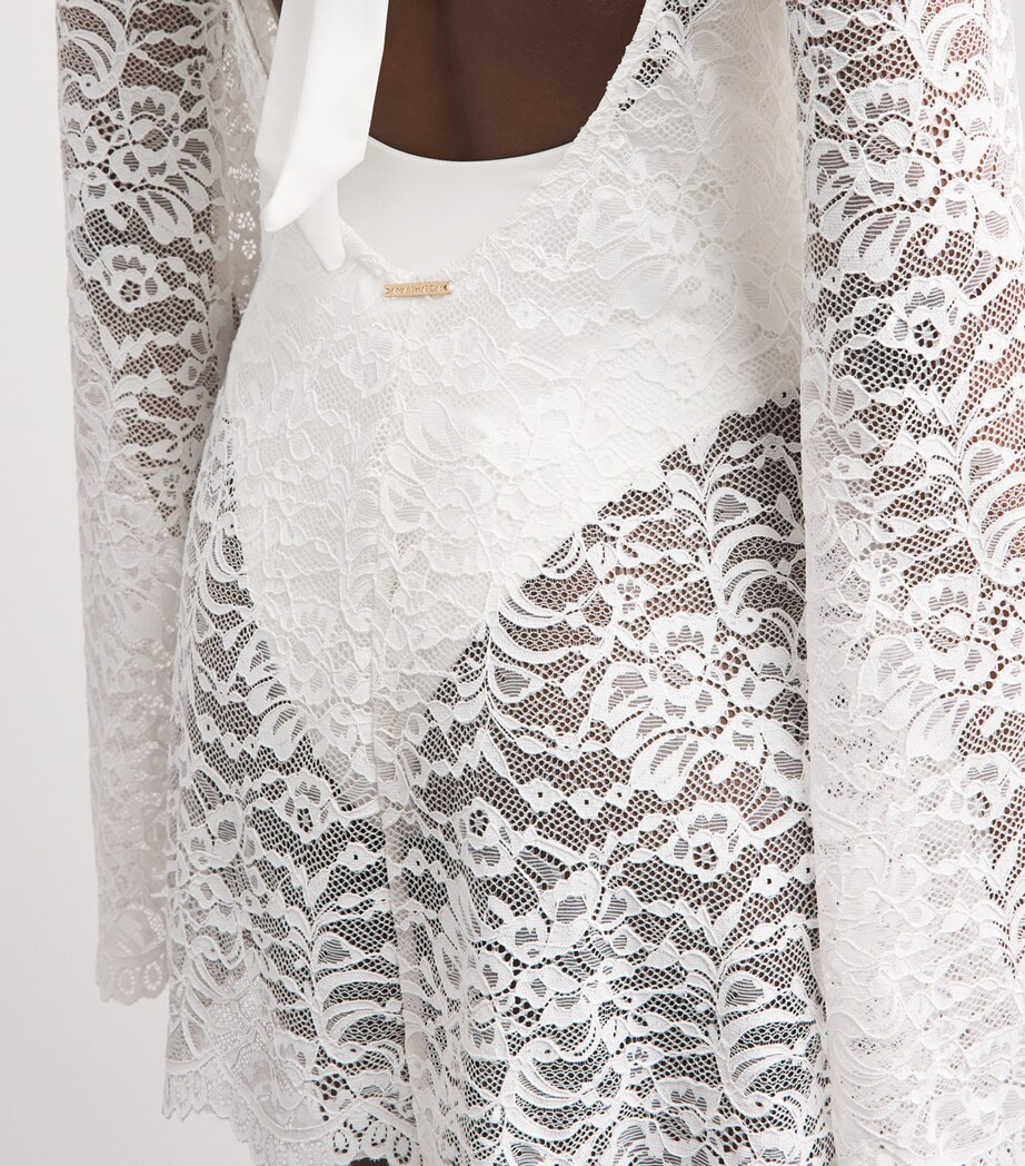 AWAY THAT DAY Womens Lace Pantelleria Mini Dress Bridal White Image 5