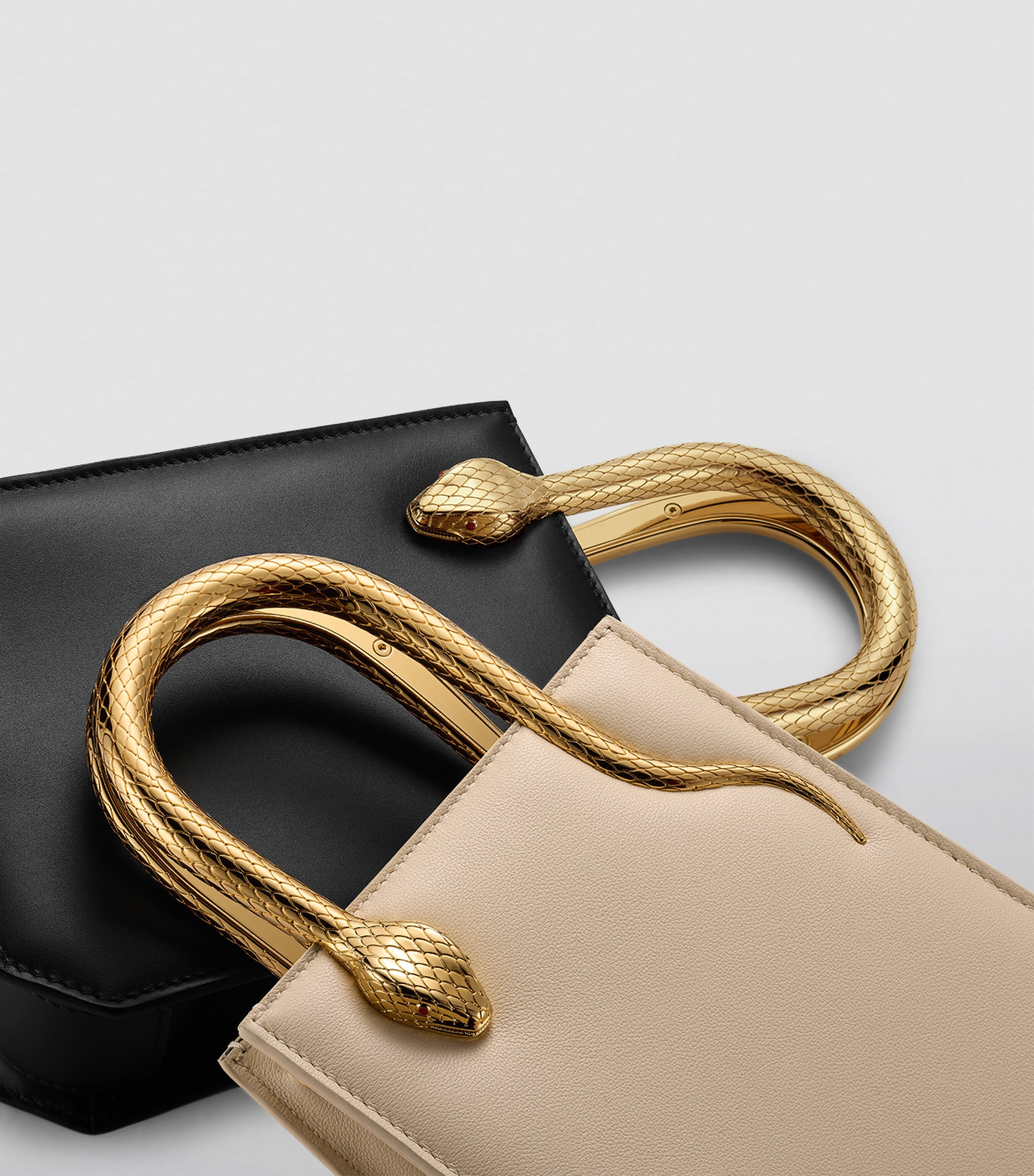 Mini Leather Serpentine Tote Bag WHITE Image 7