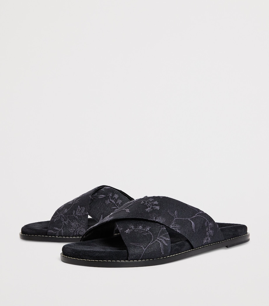 Embroidered Crossover Slides NERO Image 3