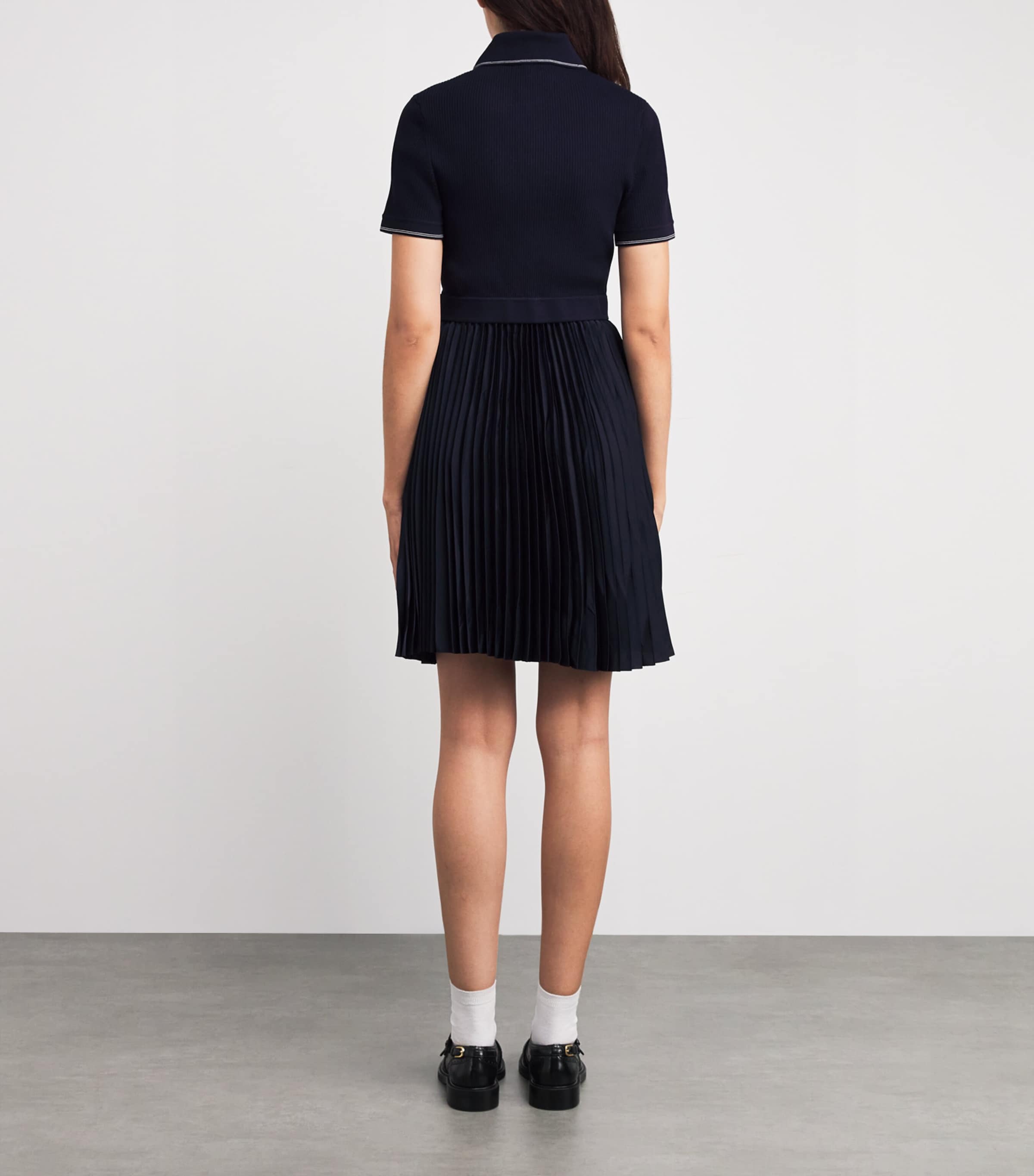 Pleated-Skirt Polo Mini Dress NAVY Image 3