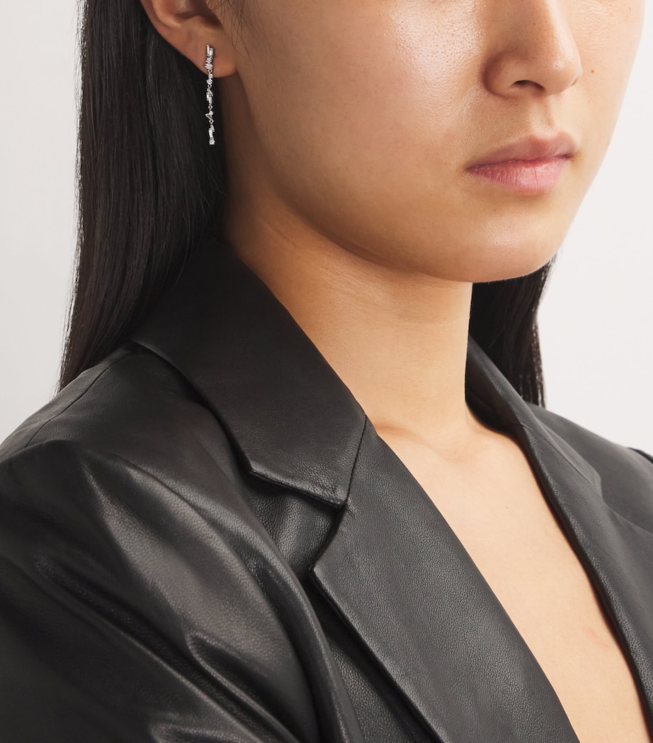 White Gold and Diamond Classic Sparkler Drop Earrings 18K WG/WD Image 2