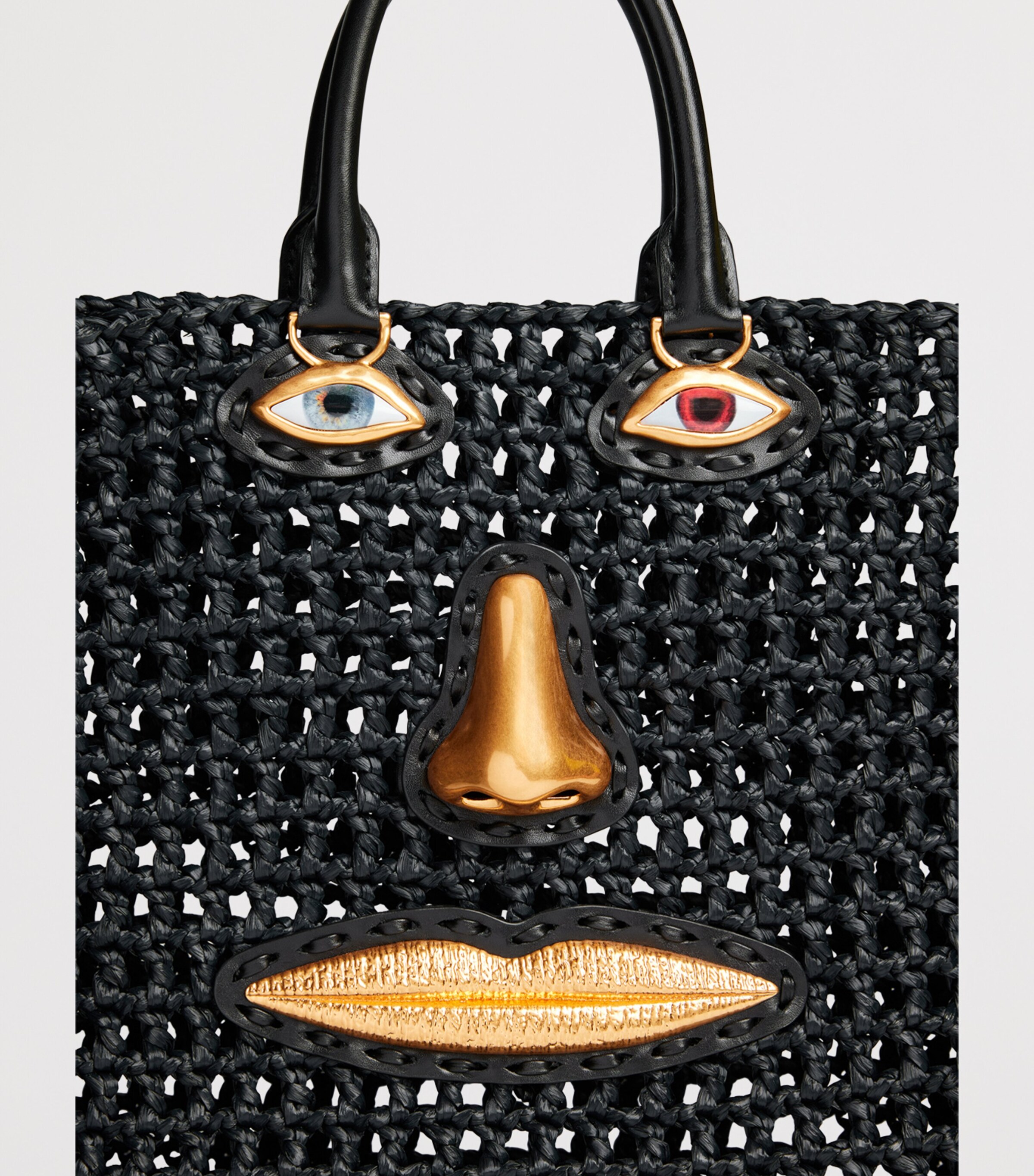 Raffia Face Tote Bag 999 BLACK Image 6