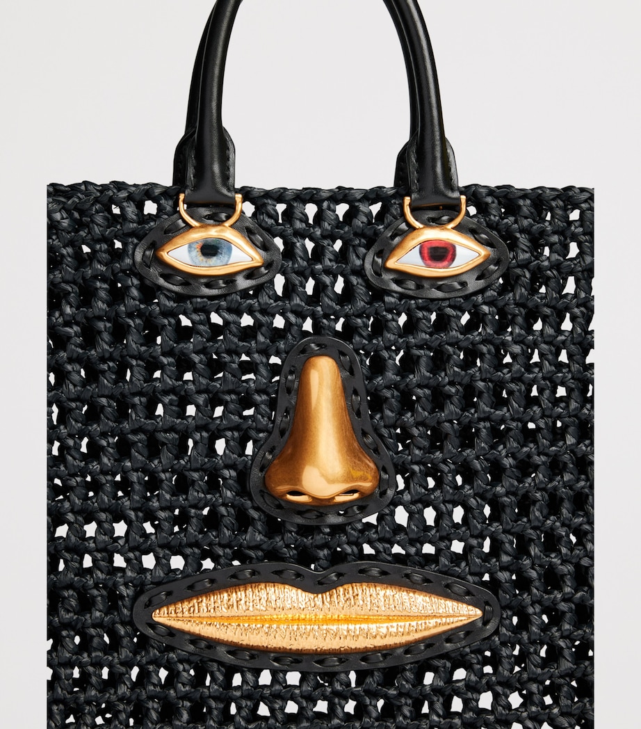 Raffia Face Tote Bag 999 BLACK Image 6
