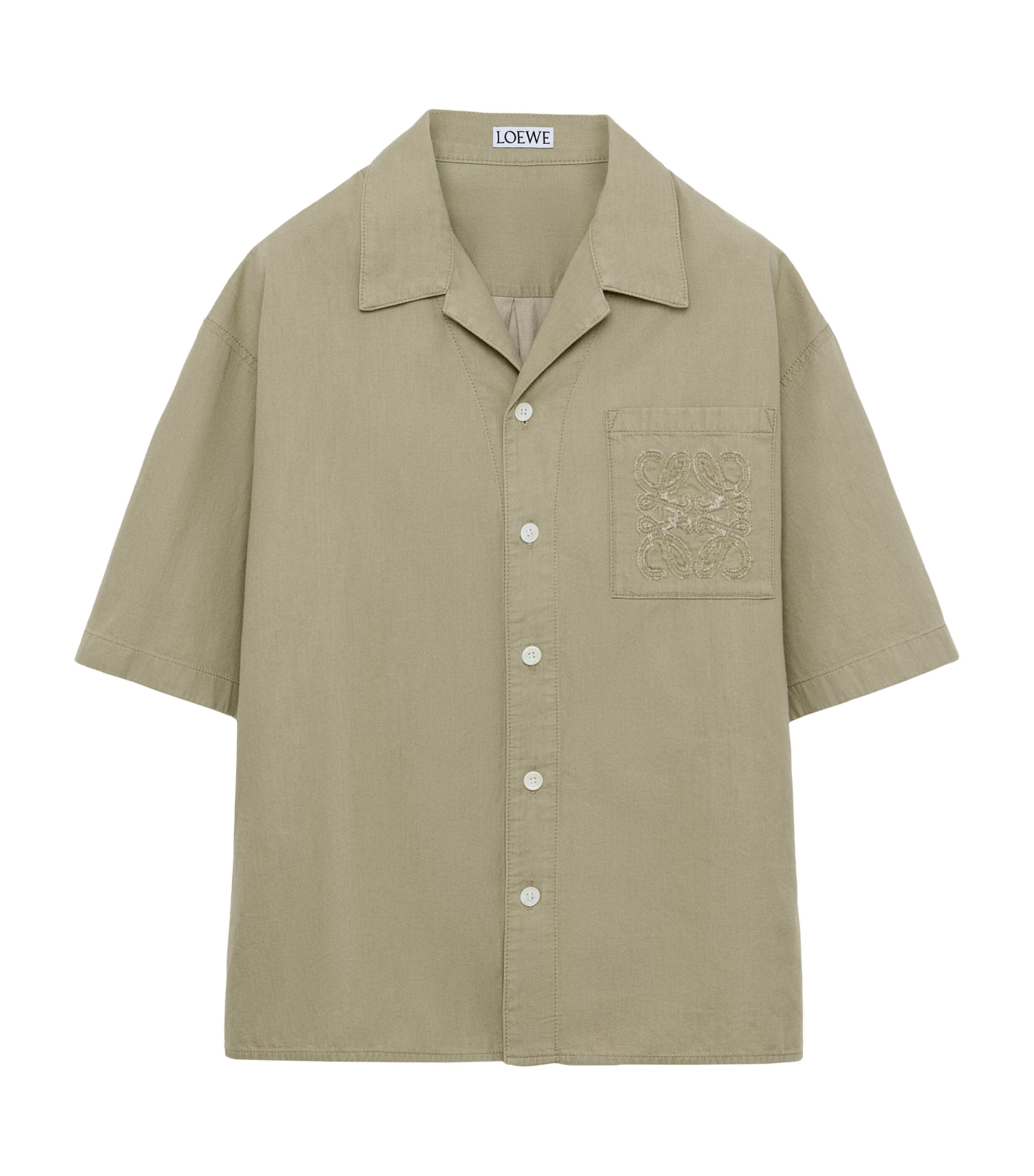 LOEWE Mens Cotton Anagram Shirt Beige Image 1