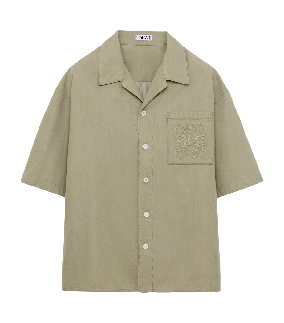 LOEWE Mens Cotton Anagram Shirt Beige Image 1