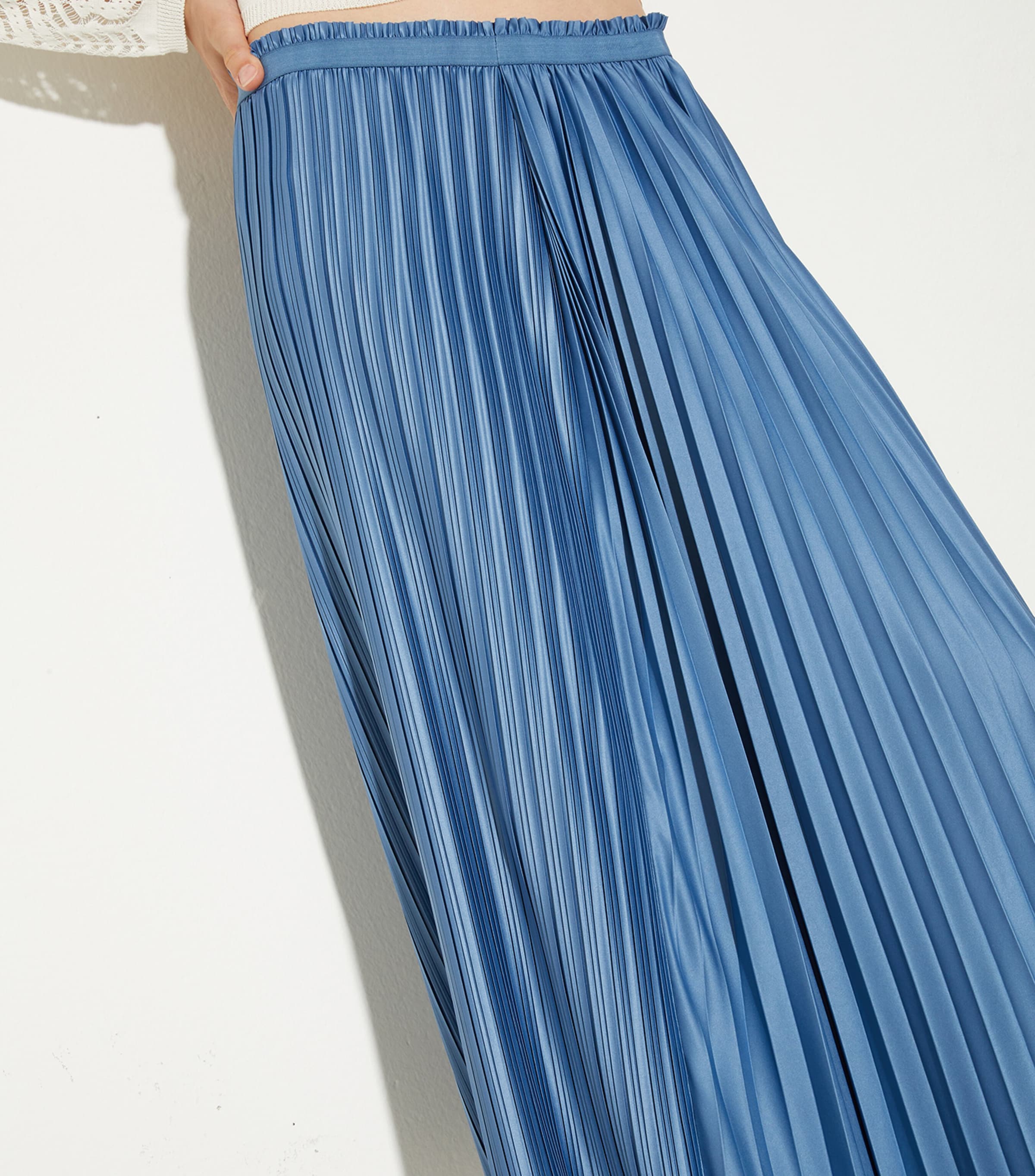 Jersey Pleated Maxi Skirt SKY BLUE Image 5