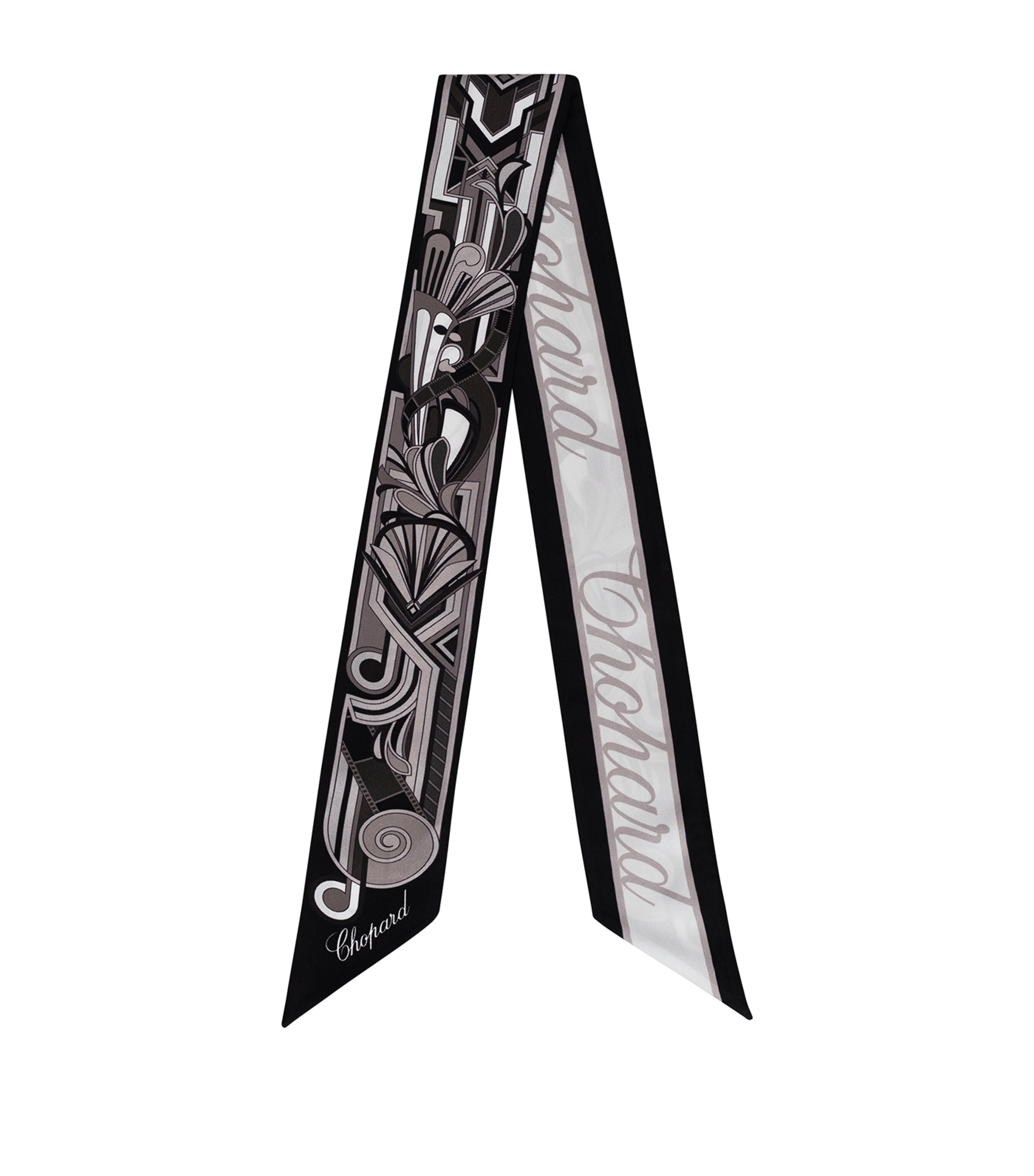 Organic Silk Printed Scarf BLACK/WHITE Image 1