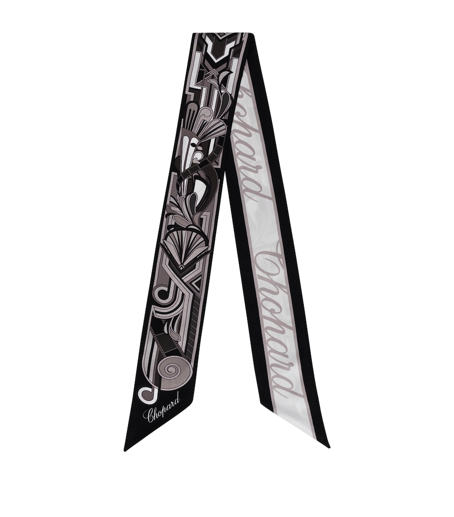 Organic Silk Printed Scarf BLACK/WHITE Image 1