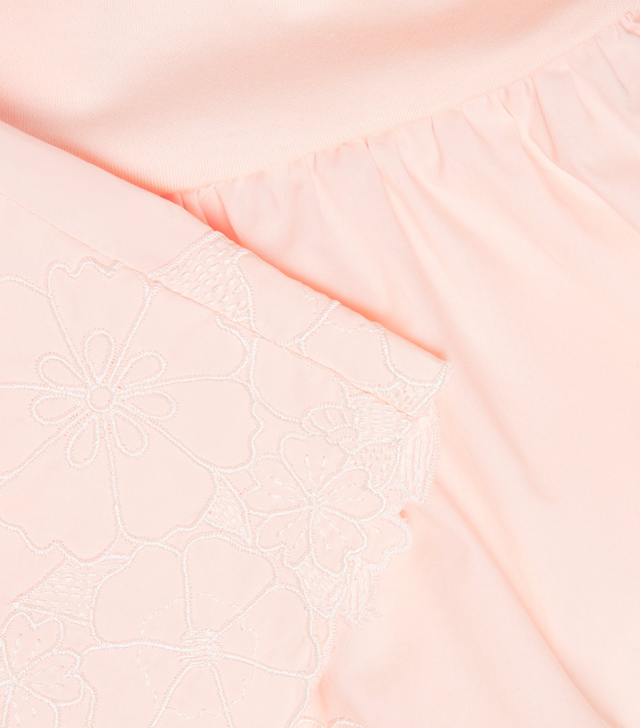 Chloé Kids Cotton Floral Embroidered Dress (6-36 Months) Pink Image 3