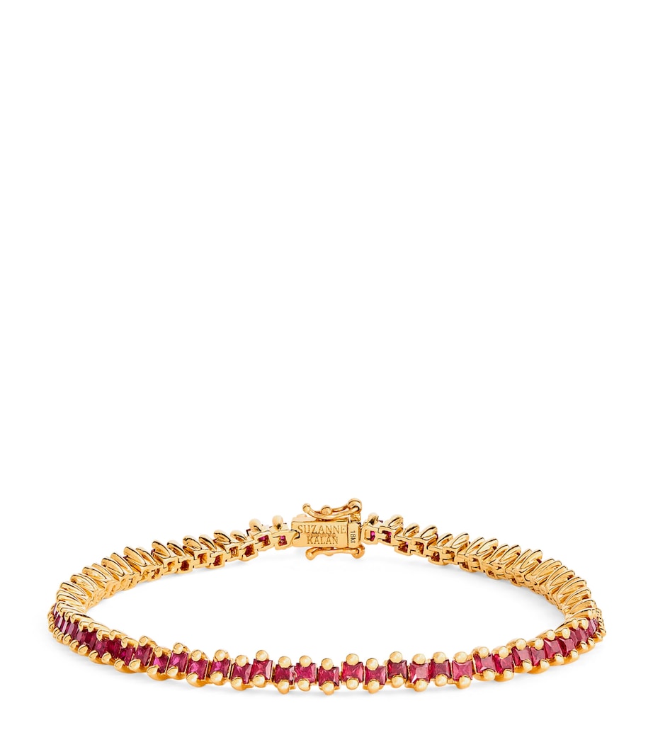 Yellow Gold and Ruby Princess Tennis Bracelet 18K RG/R Image 1