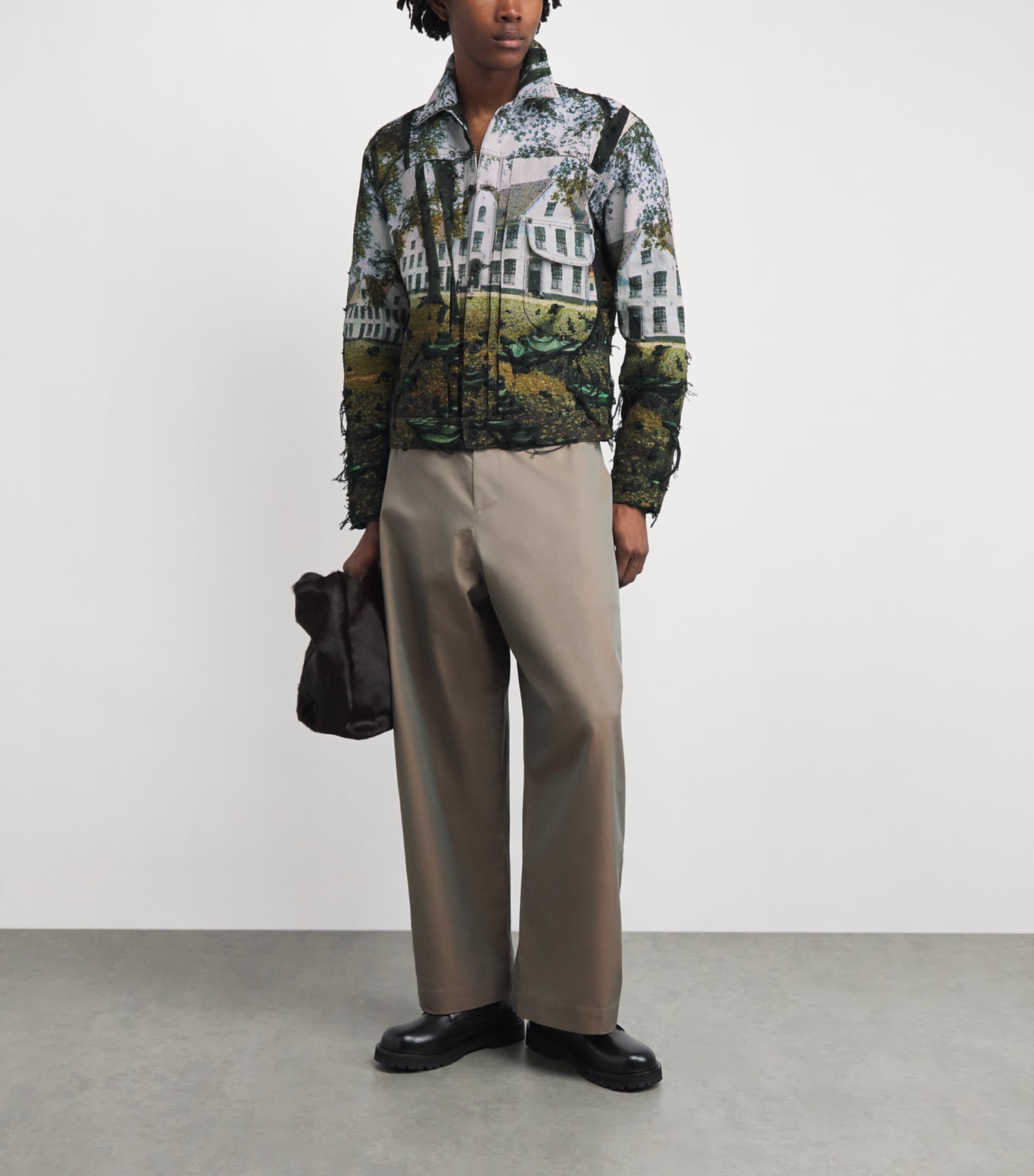 Junya Watanabe MAN Mens Distressed House Jacket Grn/bk/lgtblu Image 2