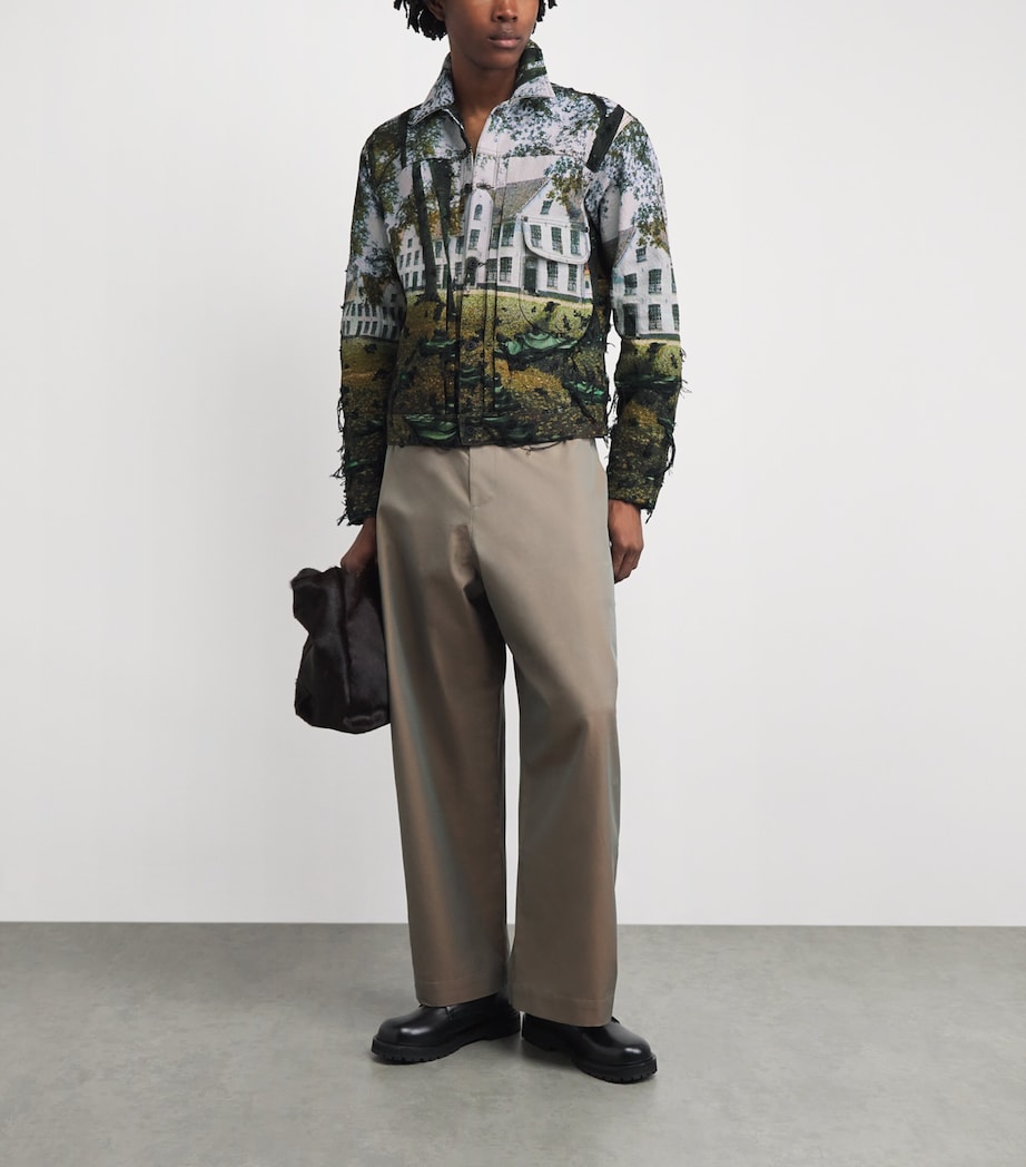 Junya Watanabe MAN Mens Distressed House Jacket Grn/bk/lgtblu Image 2