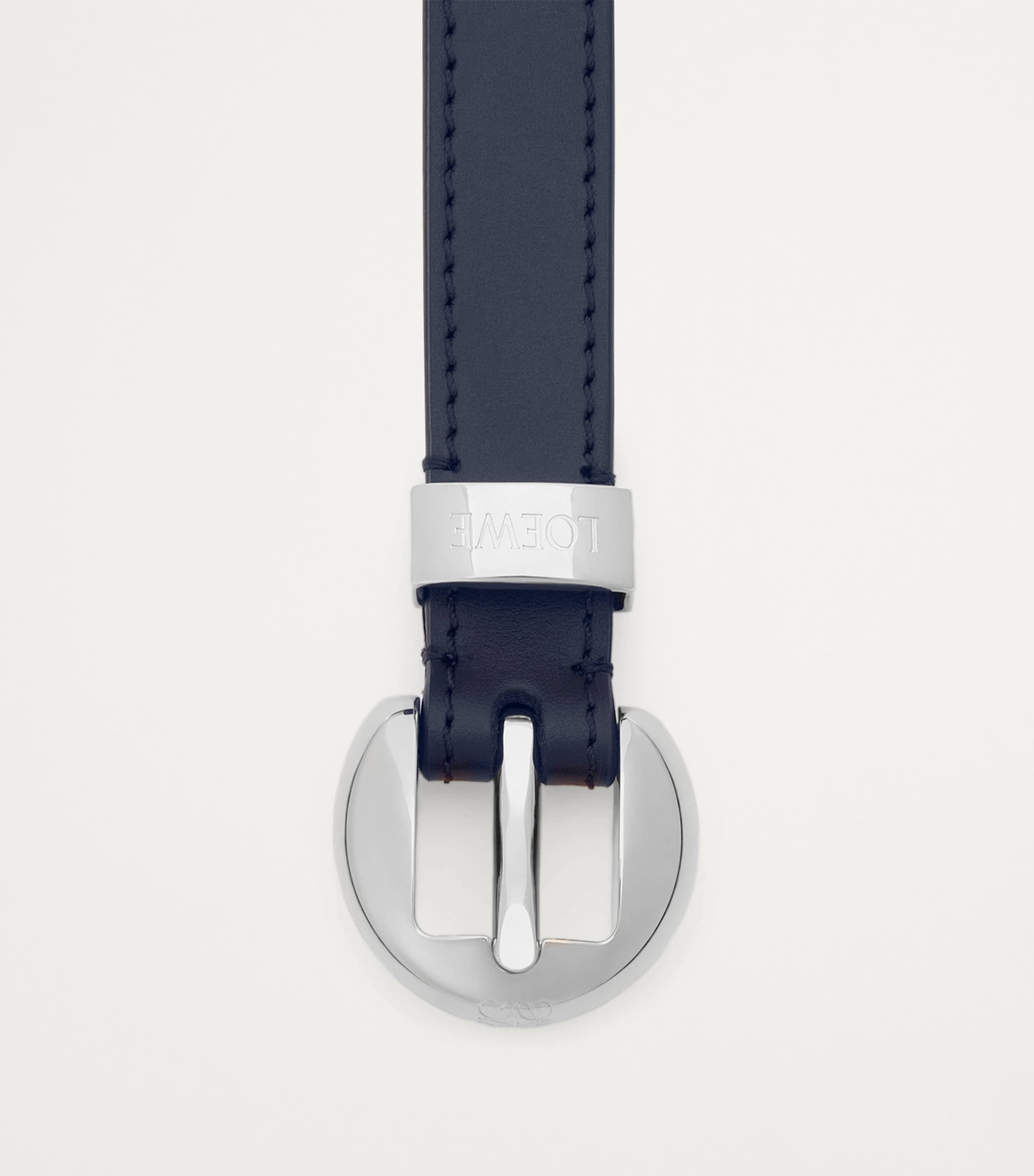 Leather Pebble Belt DEEP NAVY/PALLADIUM Image 3