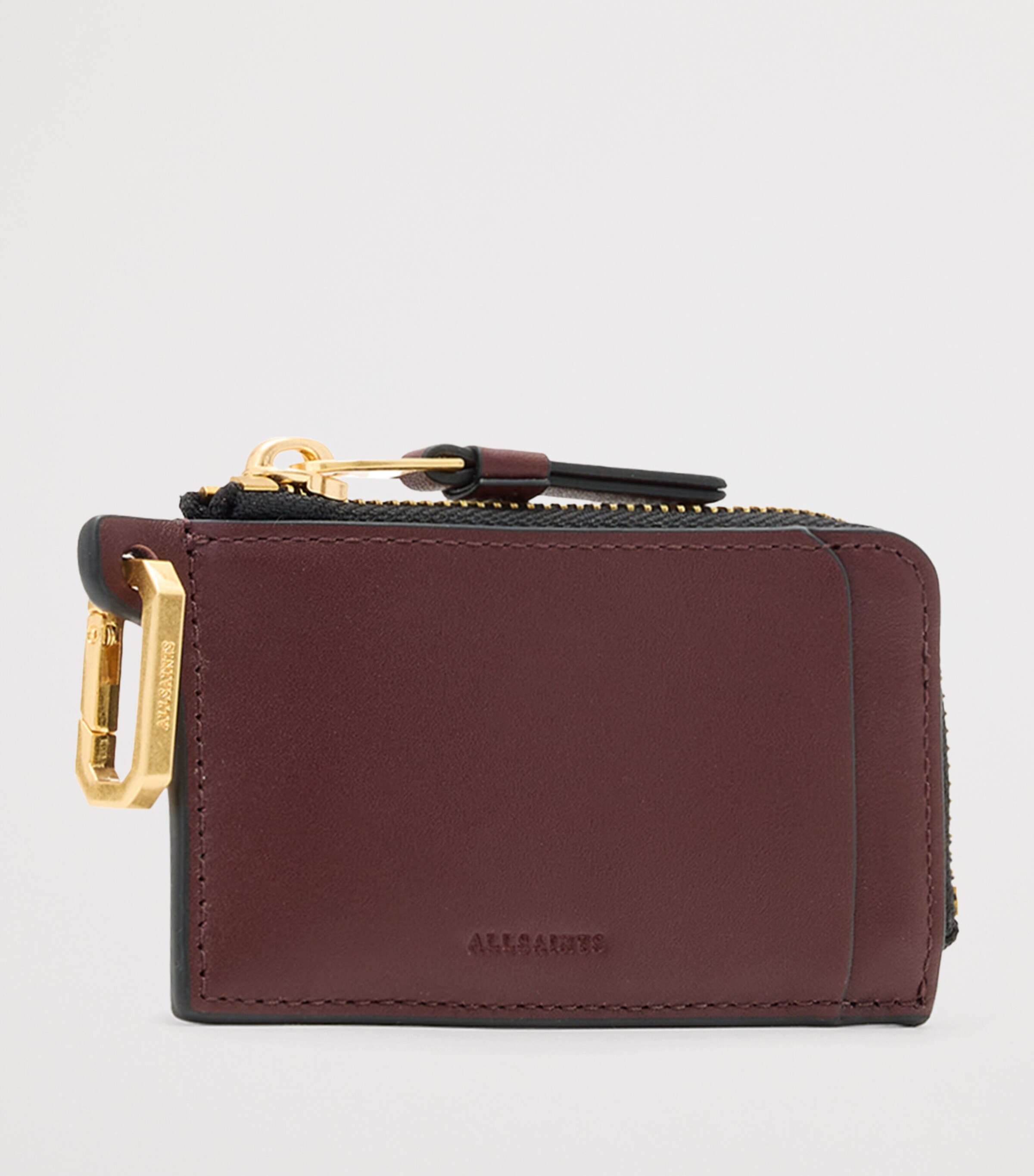 AllSaints Leather Remy Wallet Dark Red Image 3