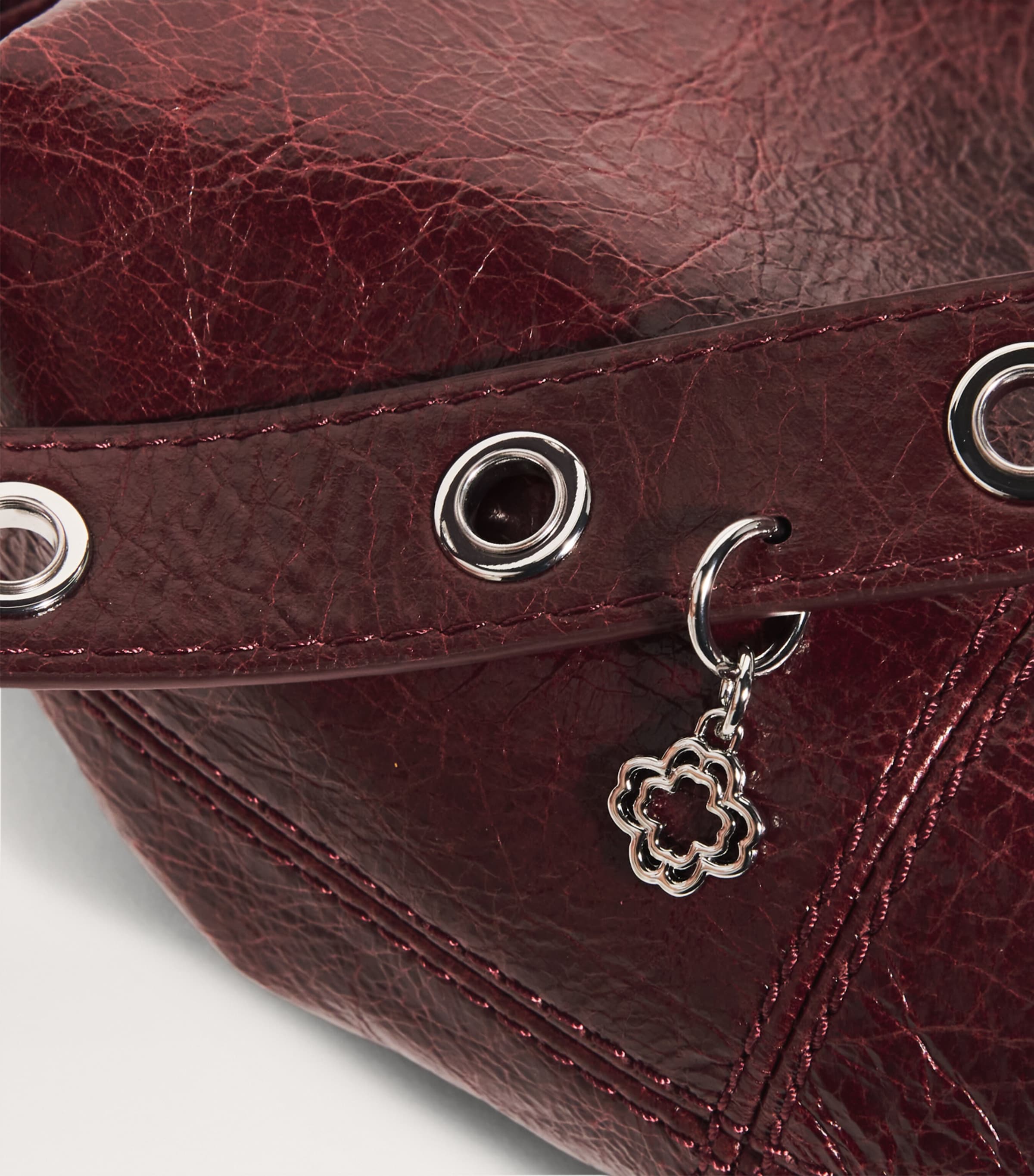 Leather Miss M Shoulder Bag BURGUNDY Image 6