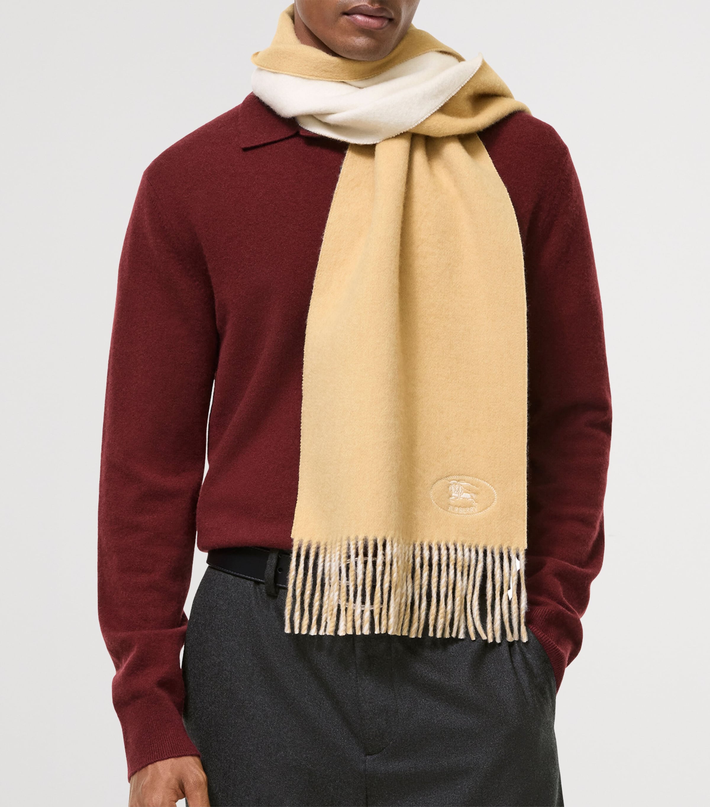 Burberry Cashmere Reversible Knight Scarf Sand/neutral Image 2