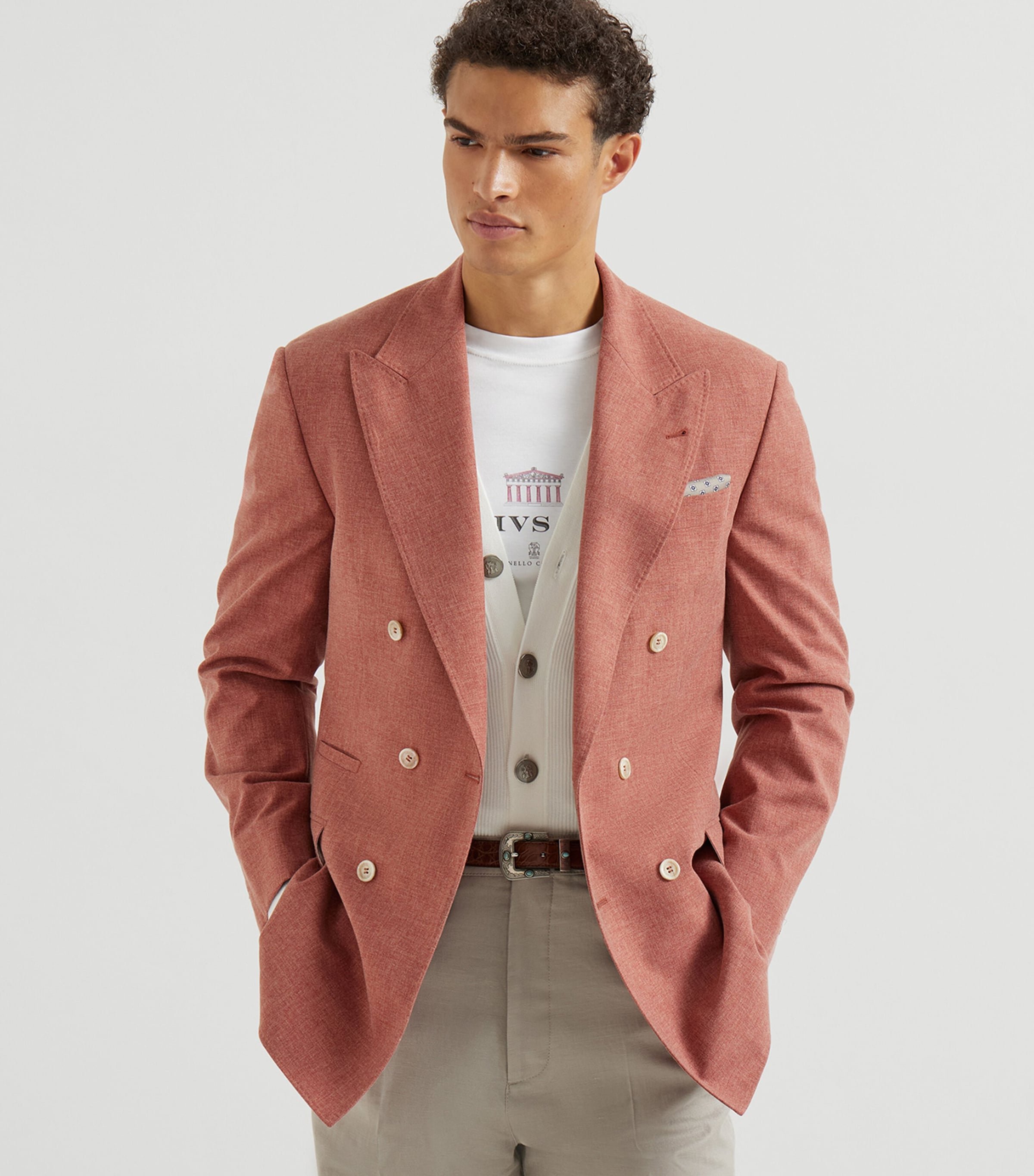 Brunello Cucinelli Mens Wool-Cotton-Silk Blazer Image 4