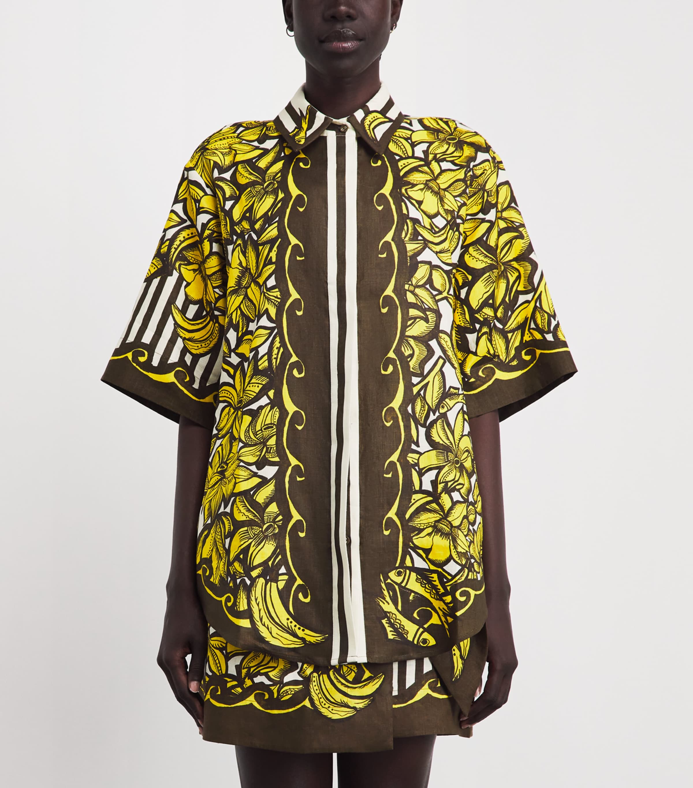 ALEMAIS Womens Hemp Printed Mona Shirt Yellow Image 4