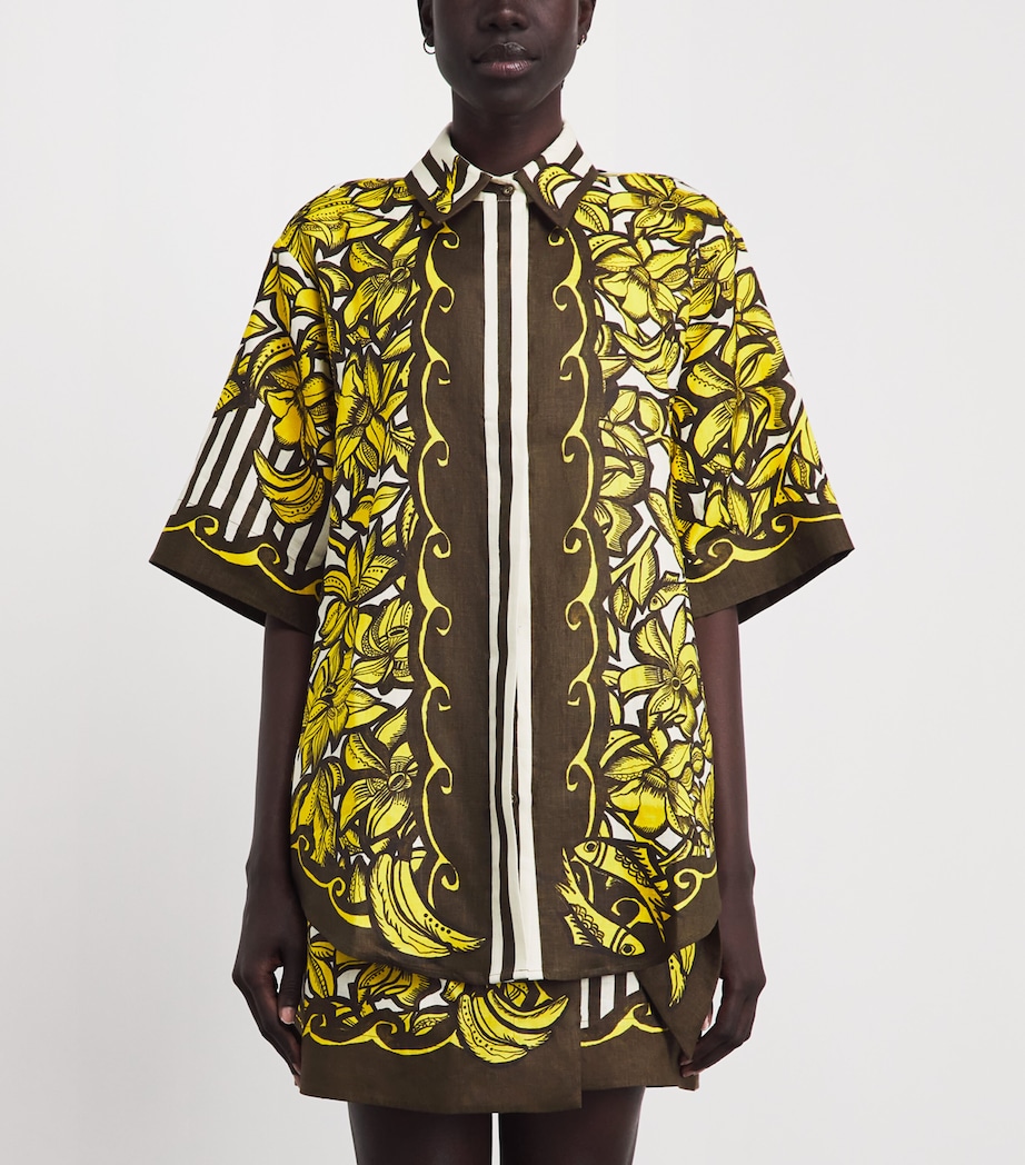 ALEMAIS Womens Hemp Printed Mona Shirt Yellow Image 4