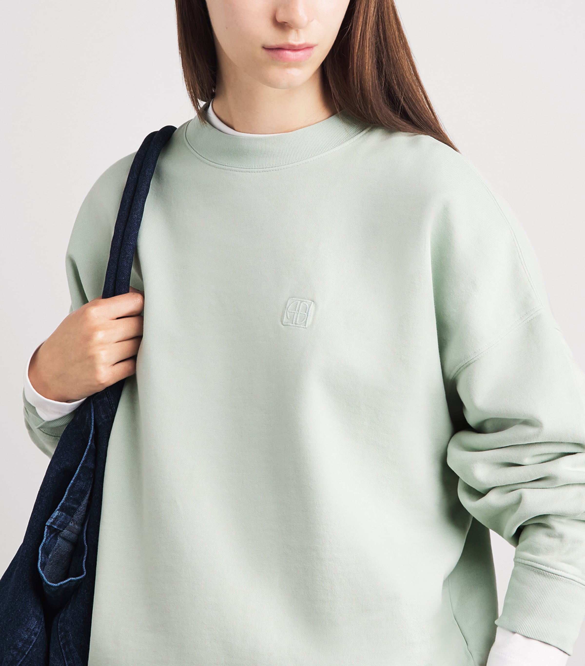 ANINE BING Womens Cotton Miles Sweatshirt Green Image 3