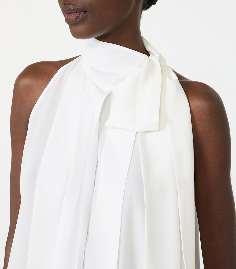 Max Mara Womens Silk Tie-Neck Blouse White Image 5