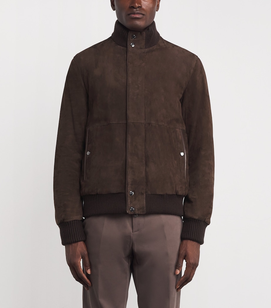 Aqualeather Suede Bomber Jacket 696CHESTNUT BROWN Image 3