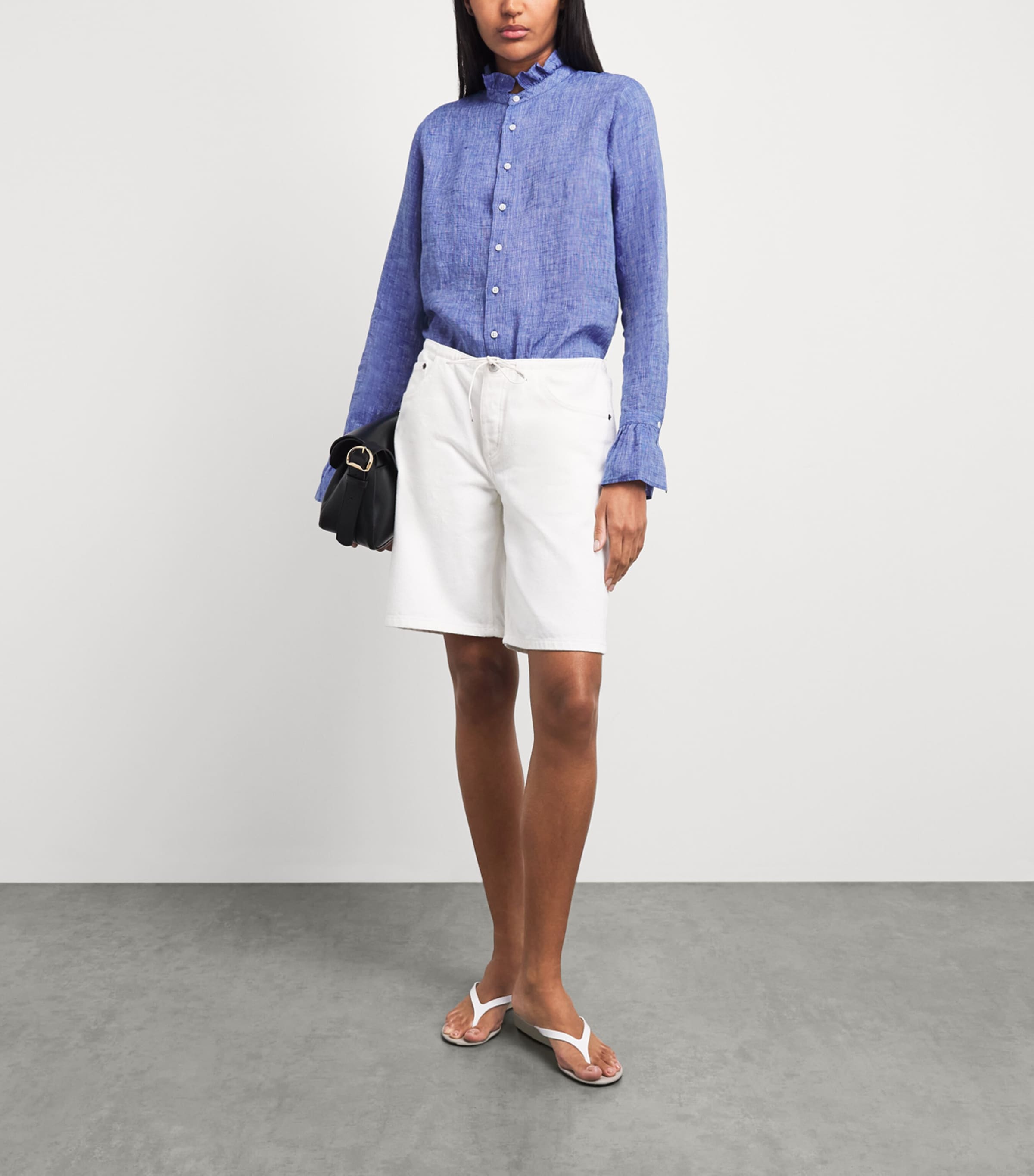 With Nothing Underneath Womens Linen Kew Blouse Lapis Blue Image 2