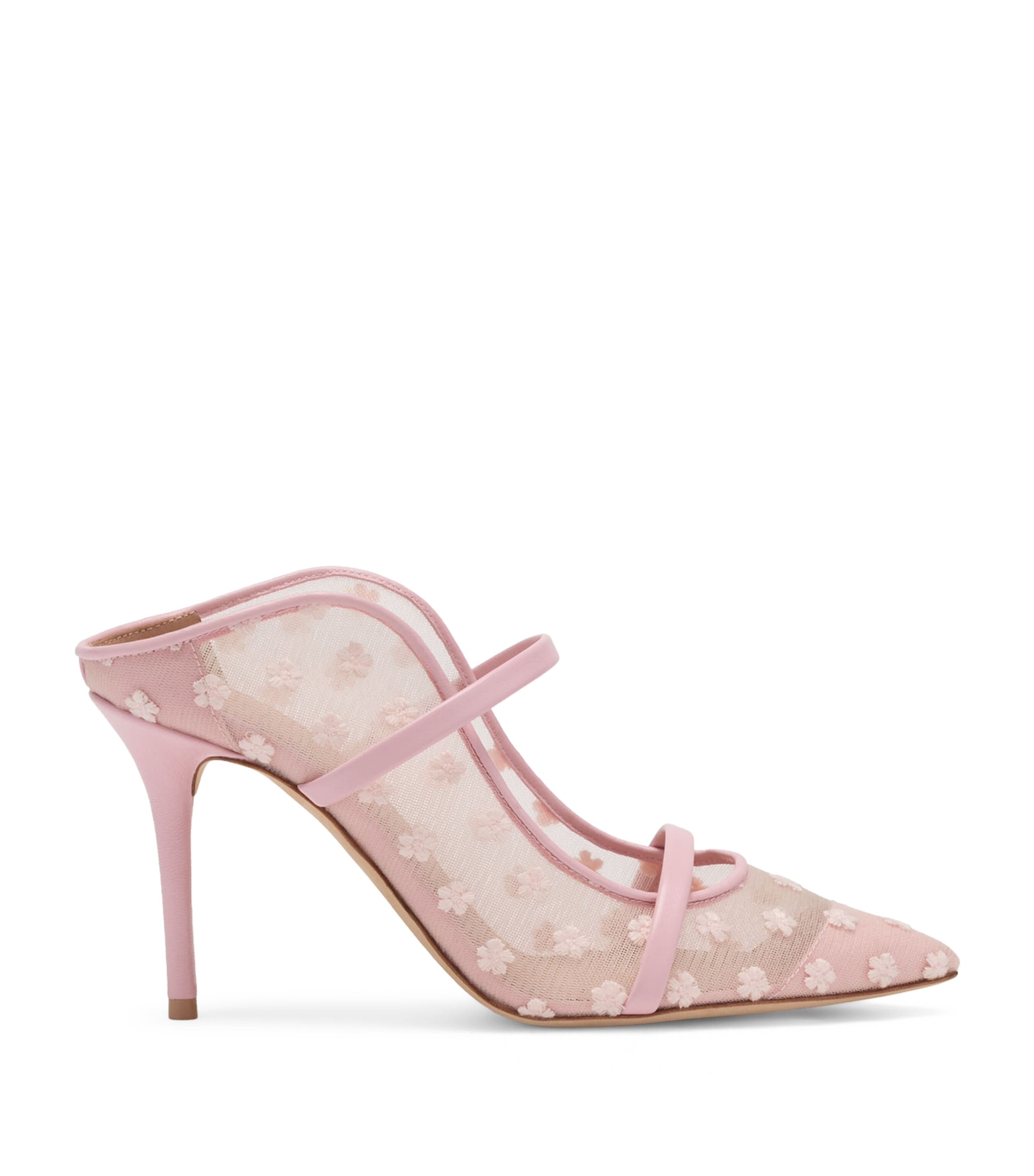 Malone Souliers Mesh Floral Maureen Heeled Mules 85 Peony